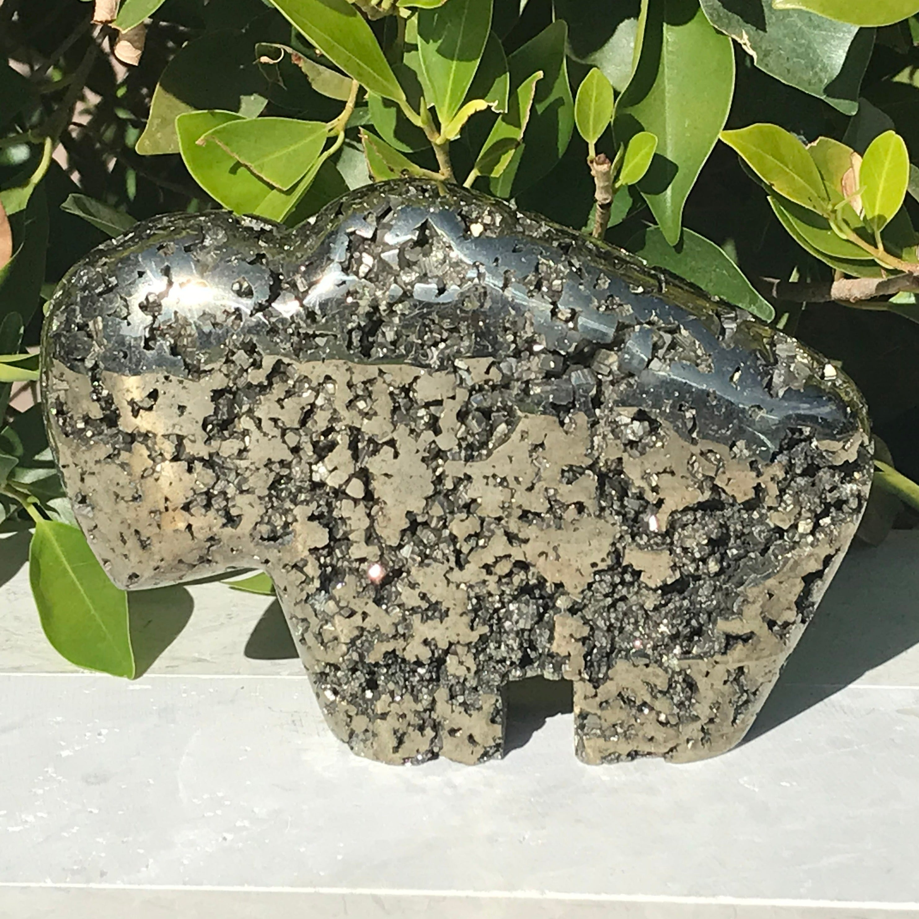 Impressive Pyrite Buffalo Sculpture