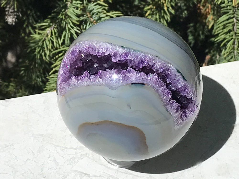 Amethyst Filled Agate Geode Sphere