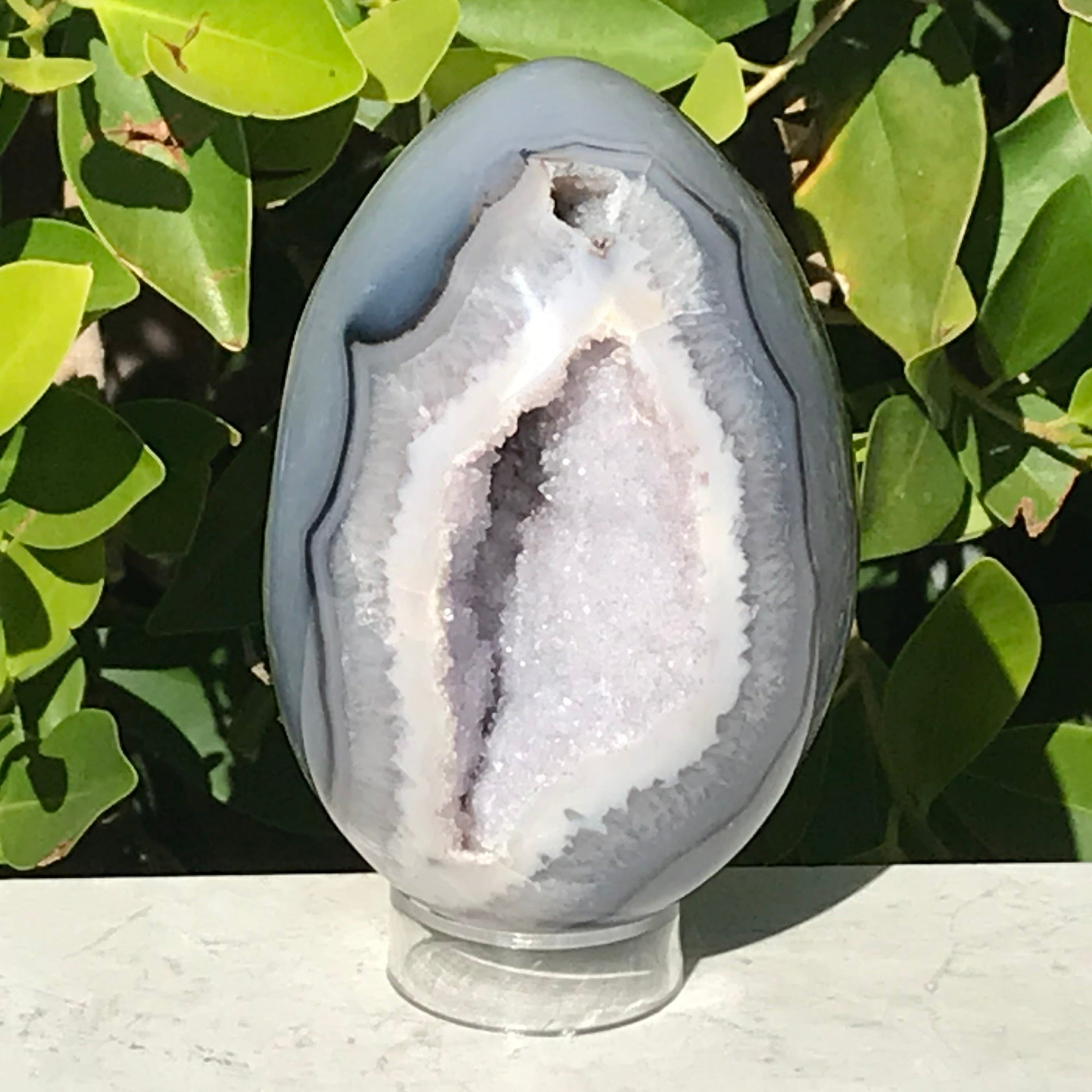 Black and Blue Banded Agate Egg.