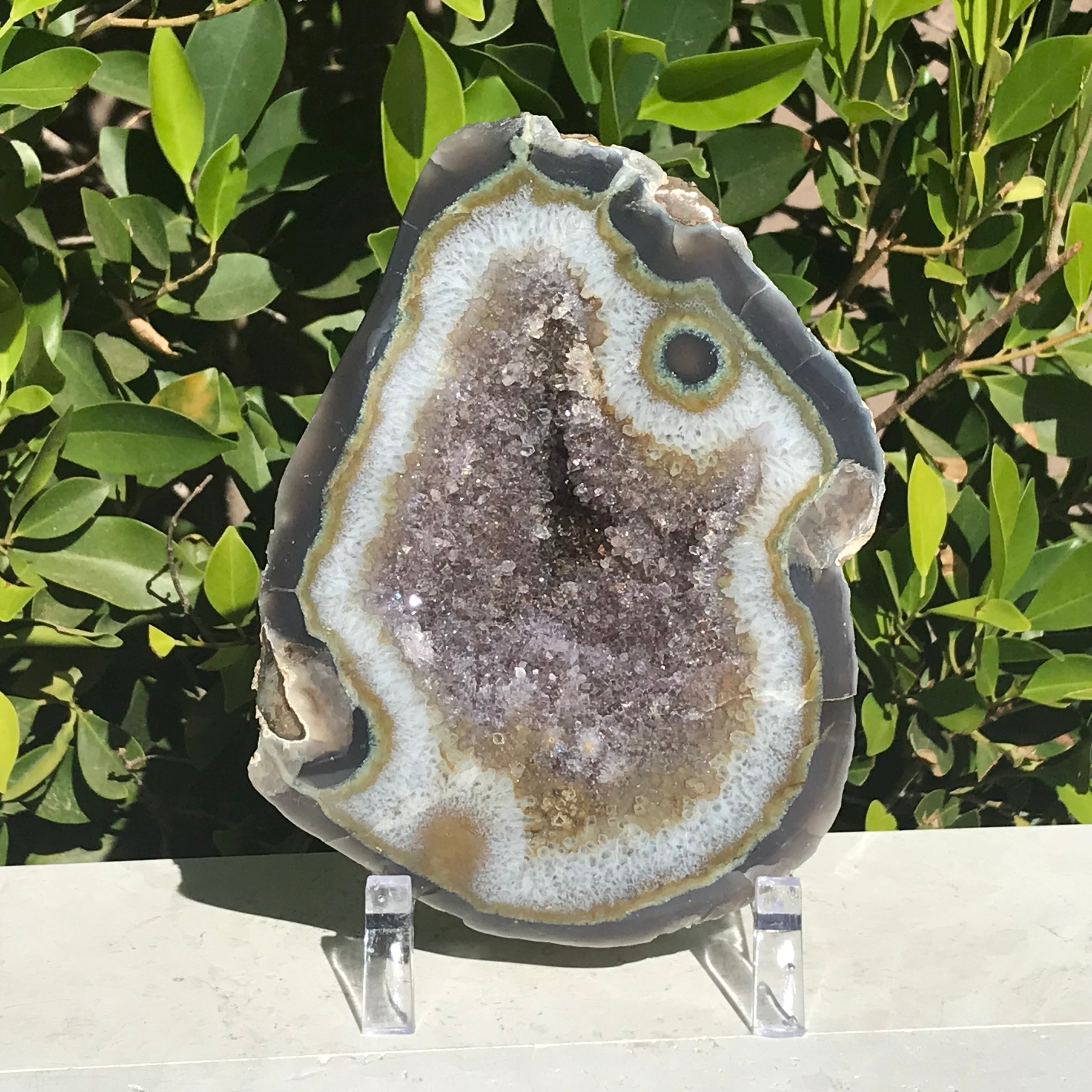 Olive Green Banded Amethyst Geode