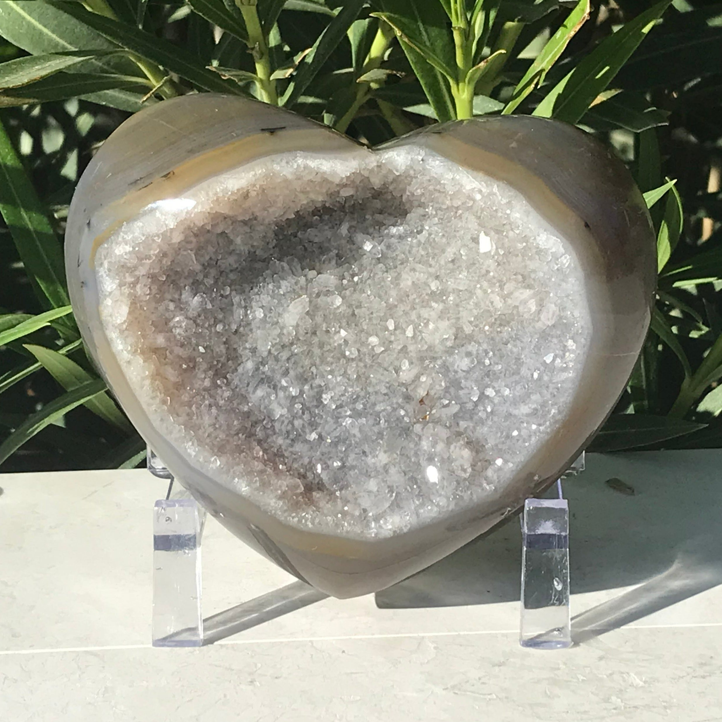 Quartz Crystal Filled Agate Geode Heart