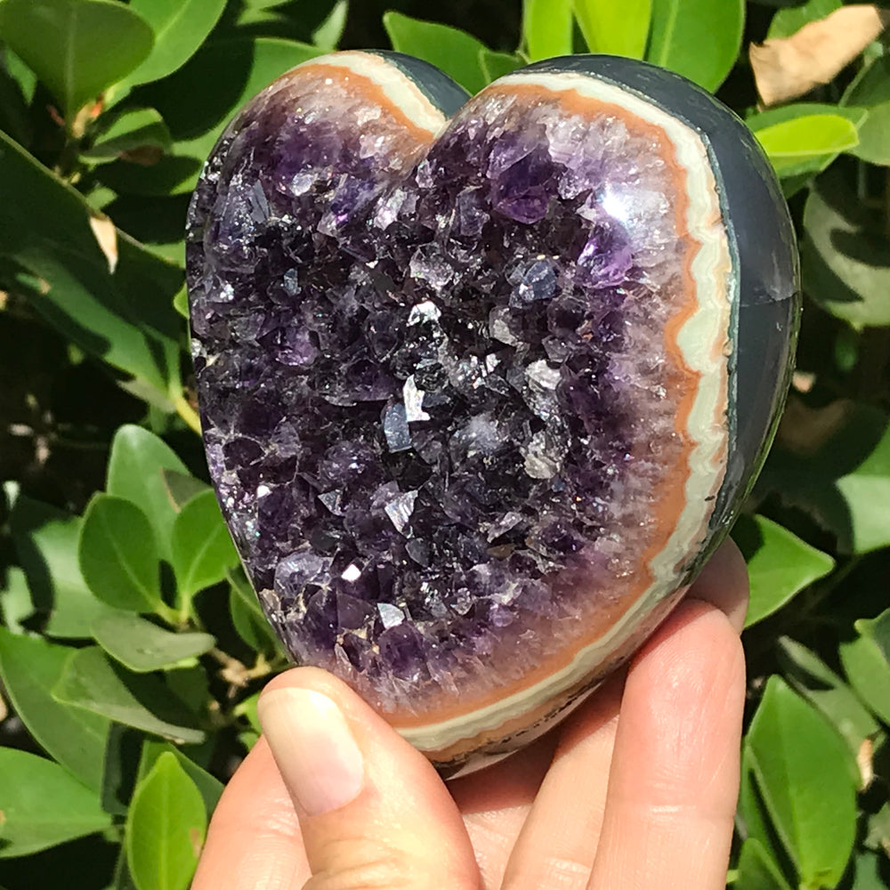 Amethyst with Colorful Agate Heart