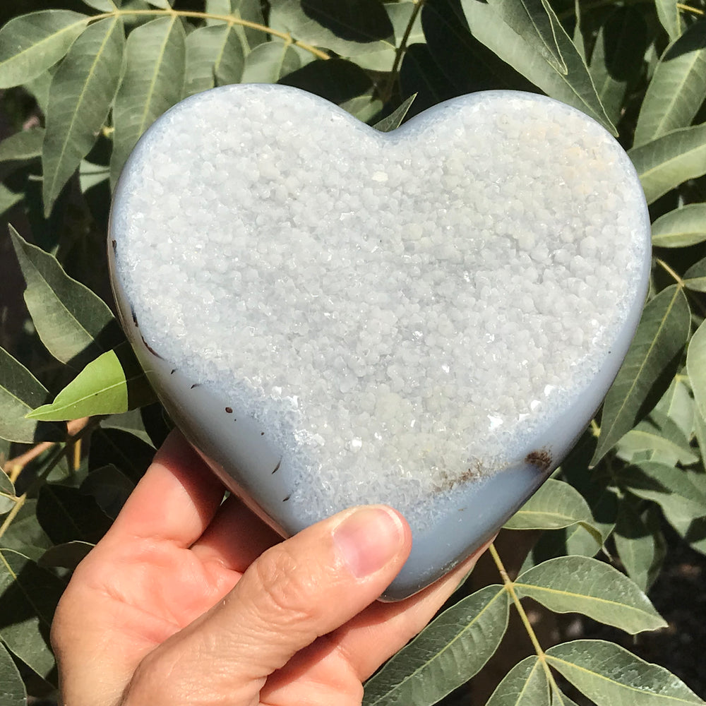 Quartz Crystal and Blue Agate Heart