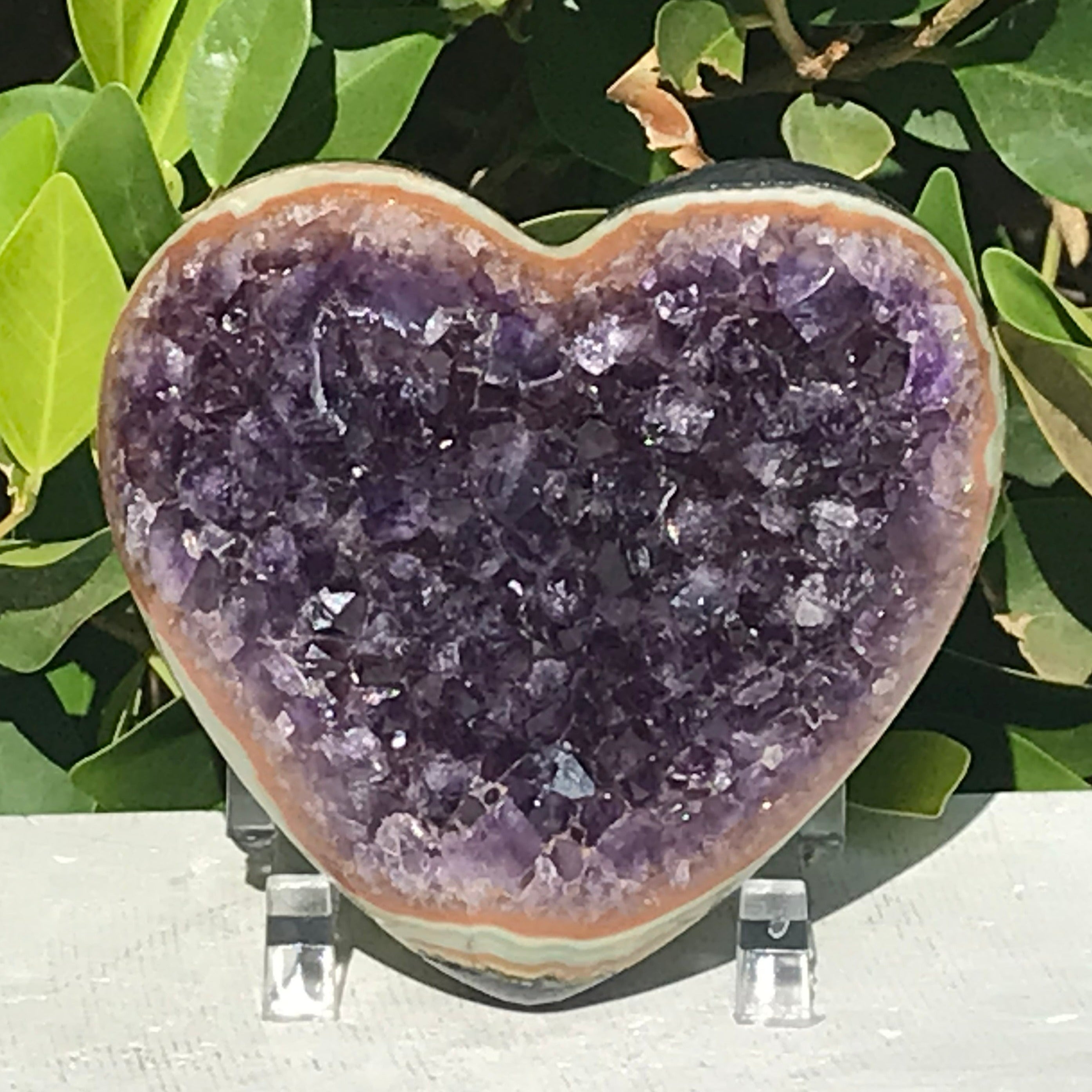 Amethyst with Colorful Agate Heart