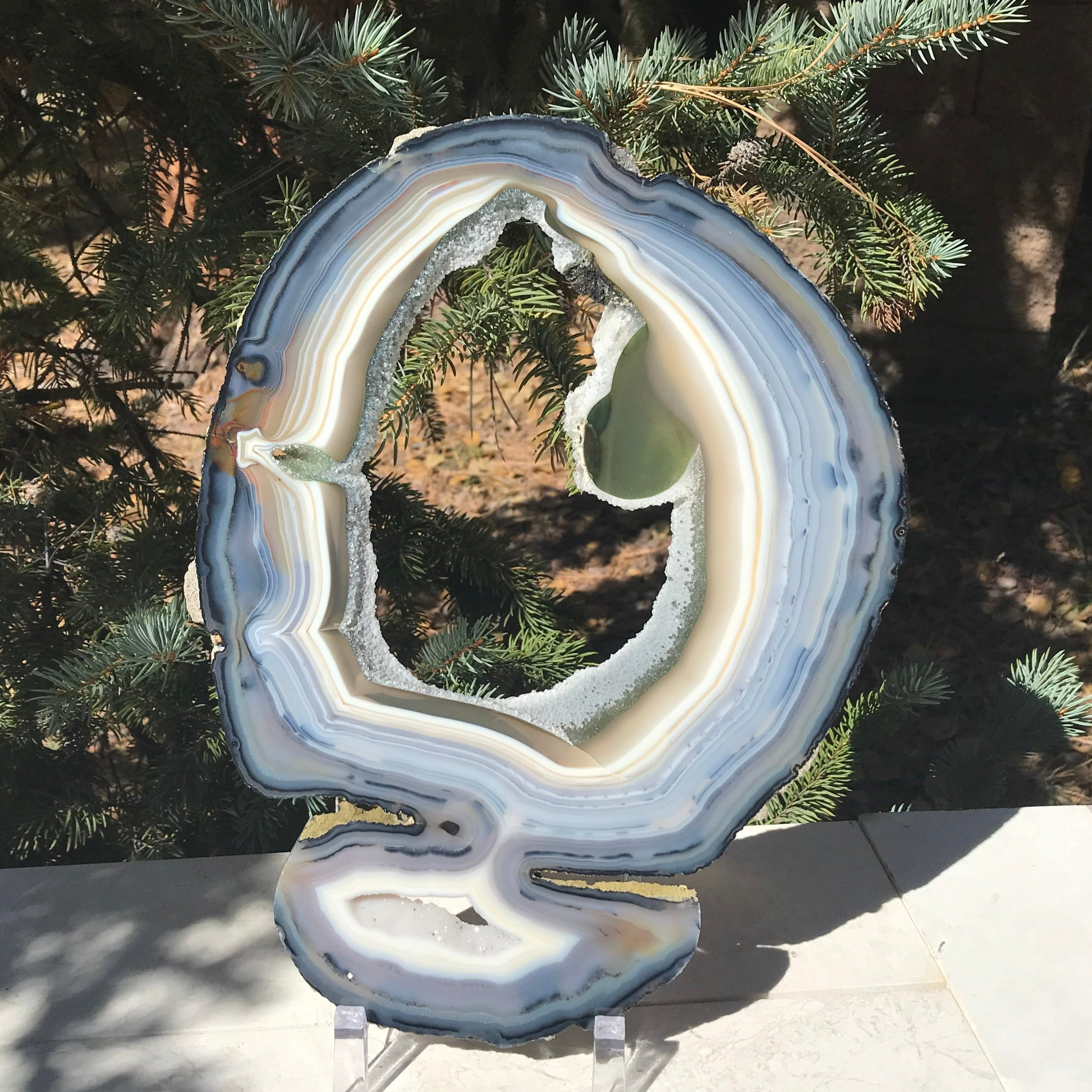 Prismatic Rings of Color Agate Slice