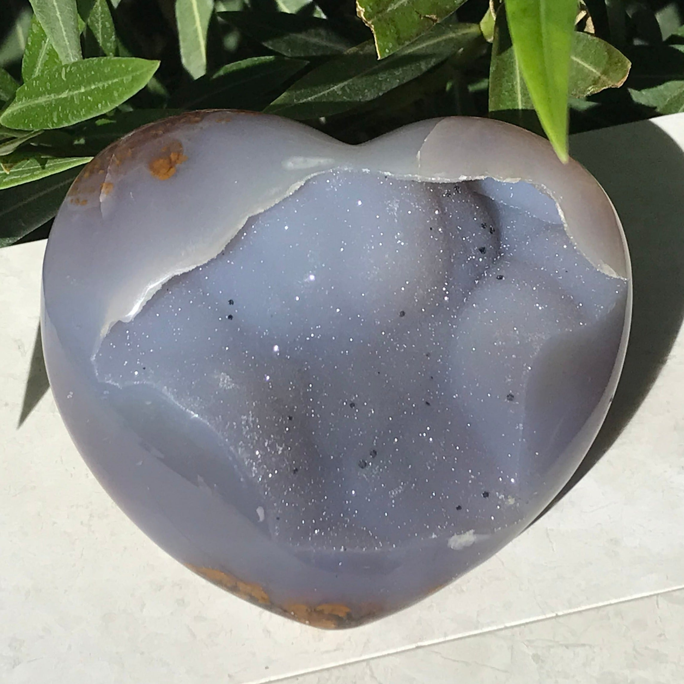 Glittering Brazilian Blue Agate Heart
