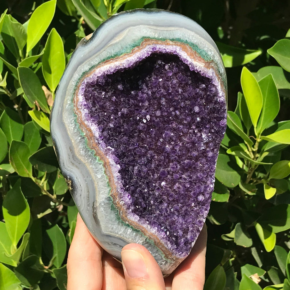 Wide Band of Colorful Agate/Amethyst Freeform