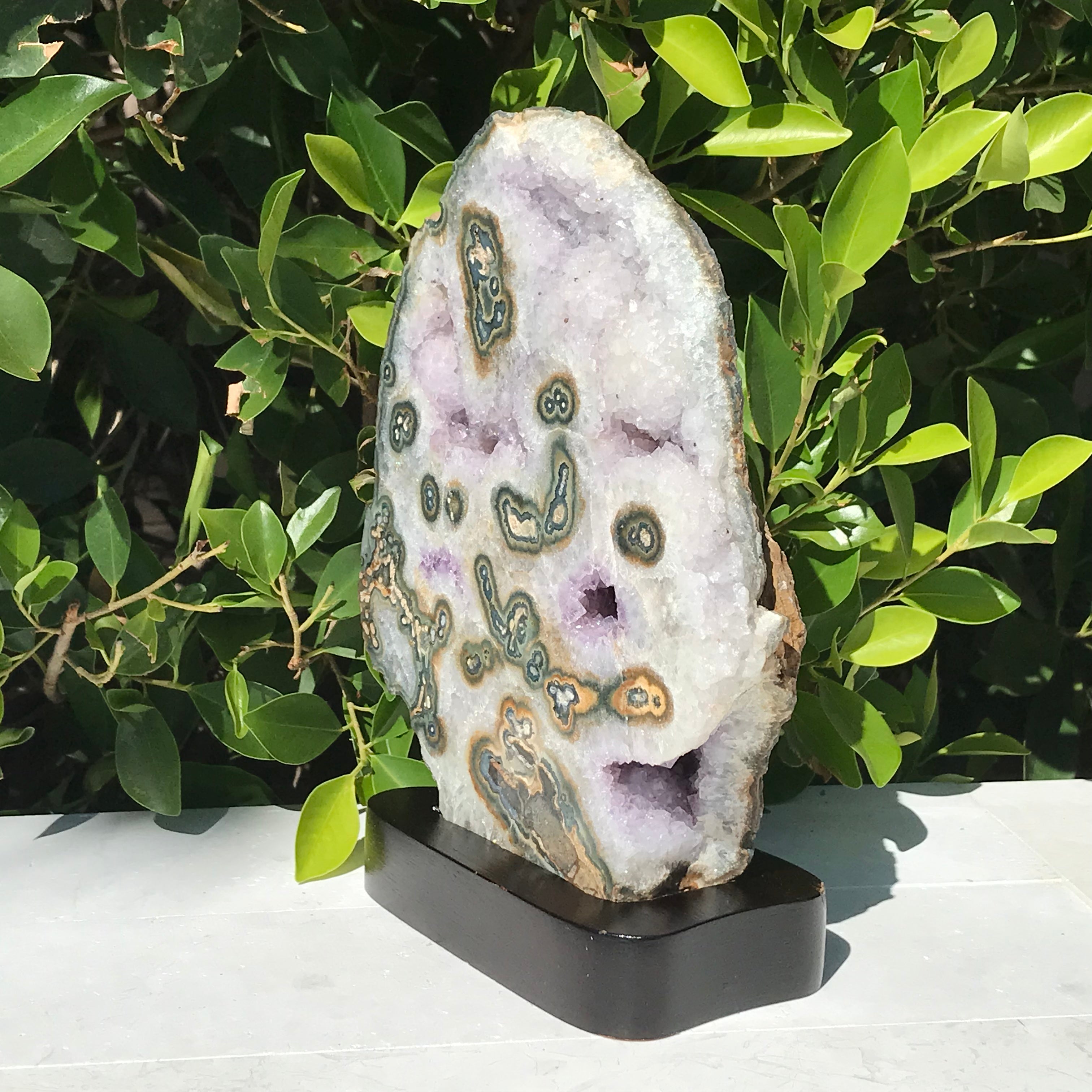 Green Eyed Agate with Amethyst and Quartz Crystals