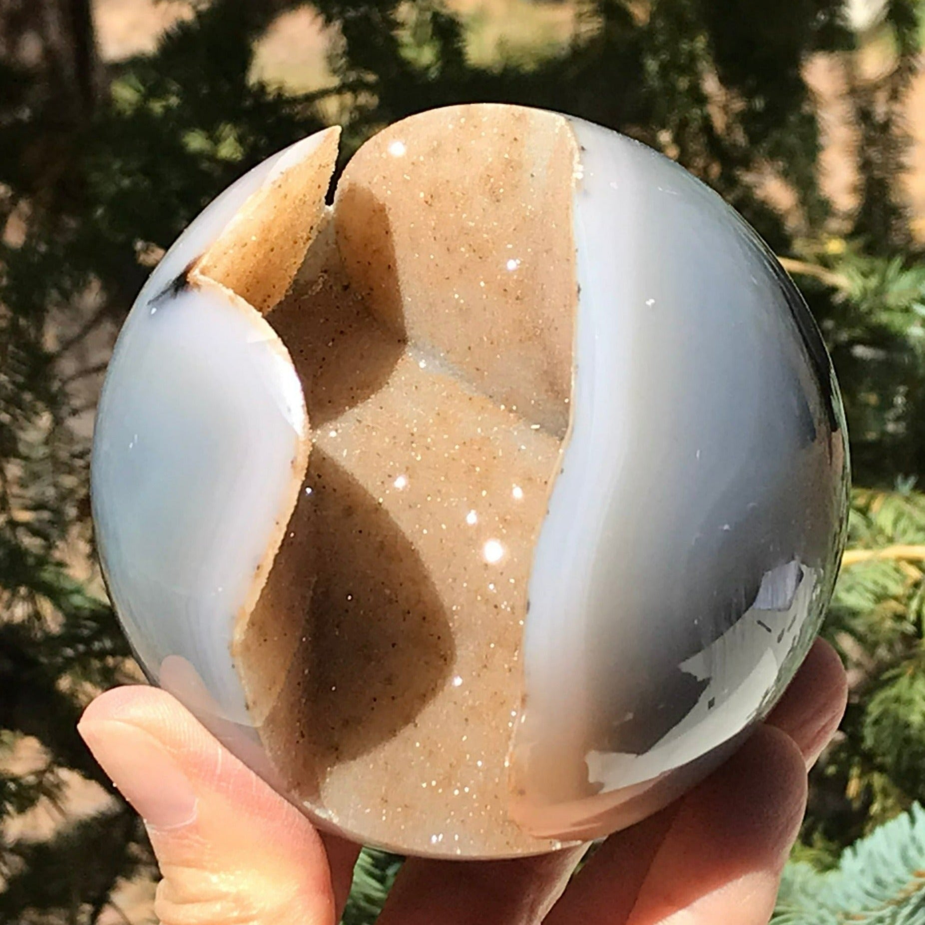 Glistening Agate Geode Sphere
