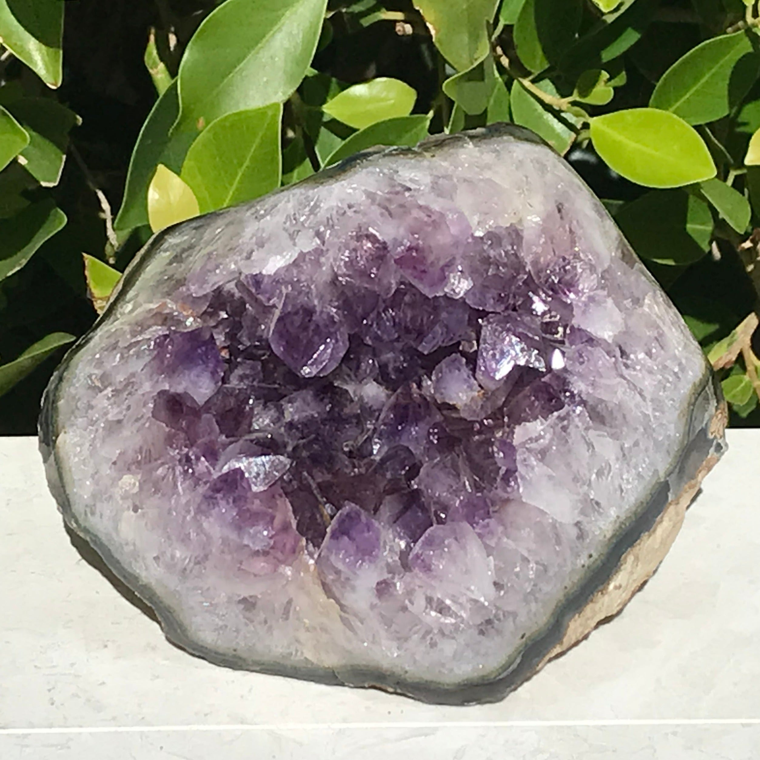 Amethyst Framed by Green and Blue Agate Nodule