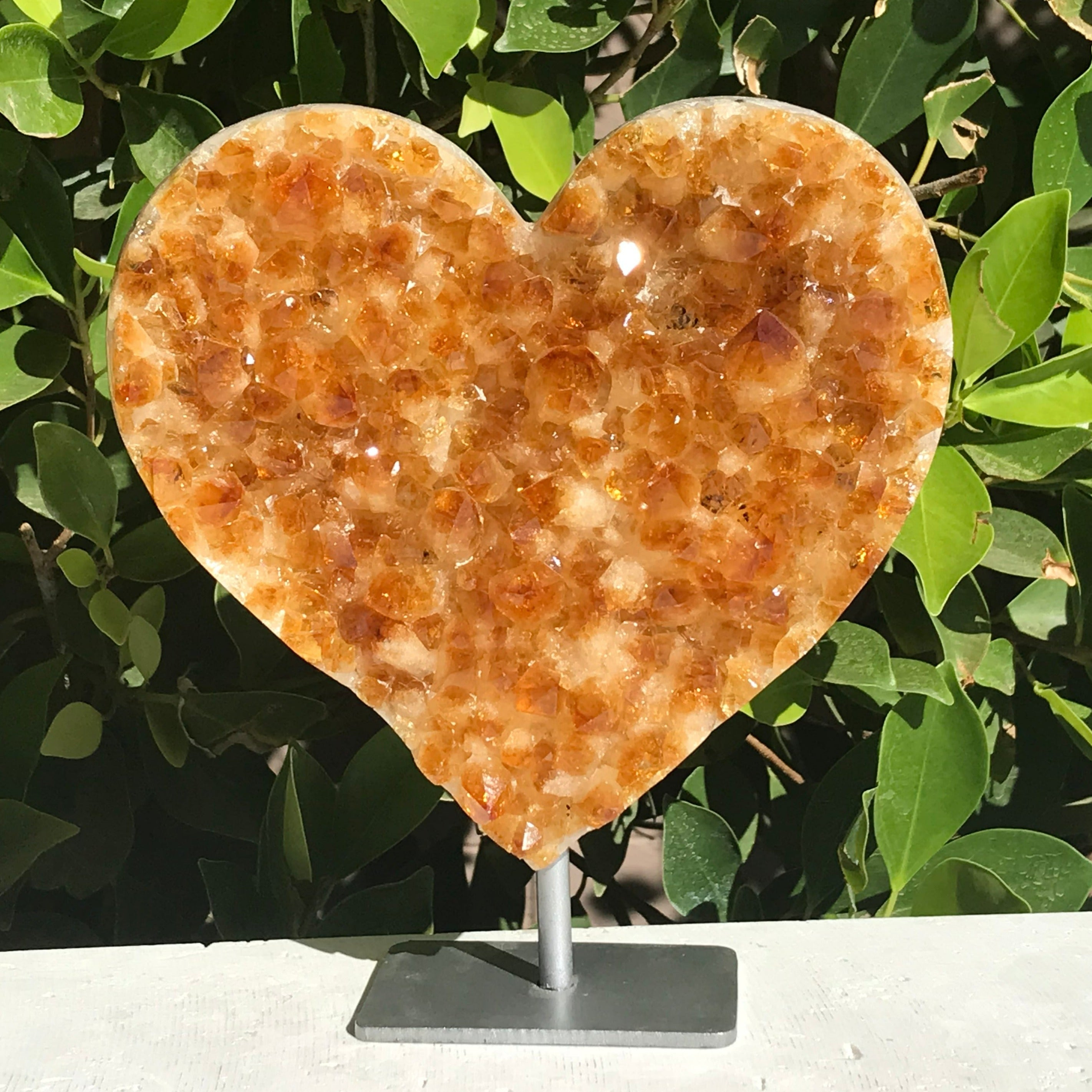 Standing Amber Citrine Heart