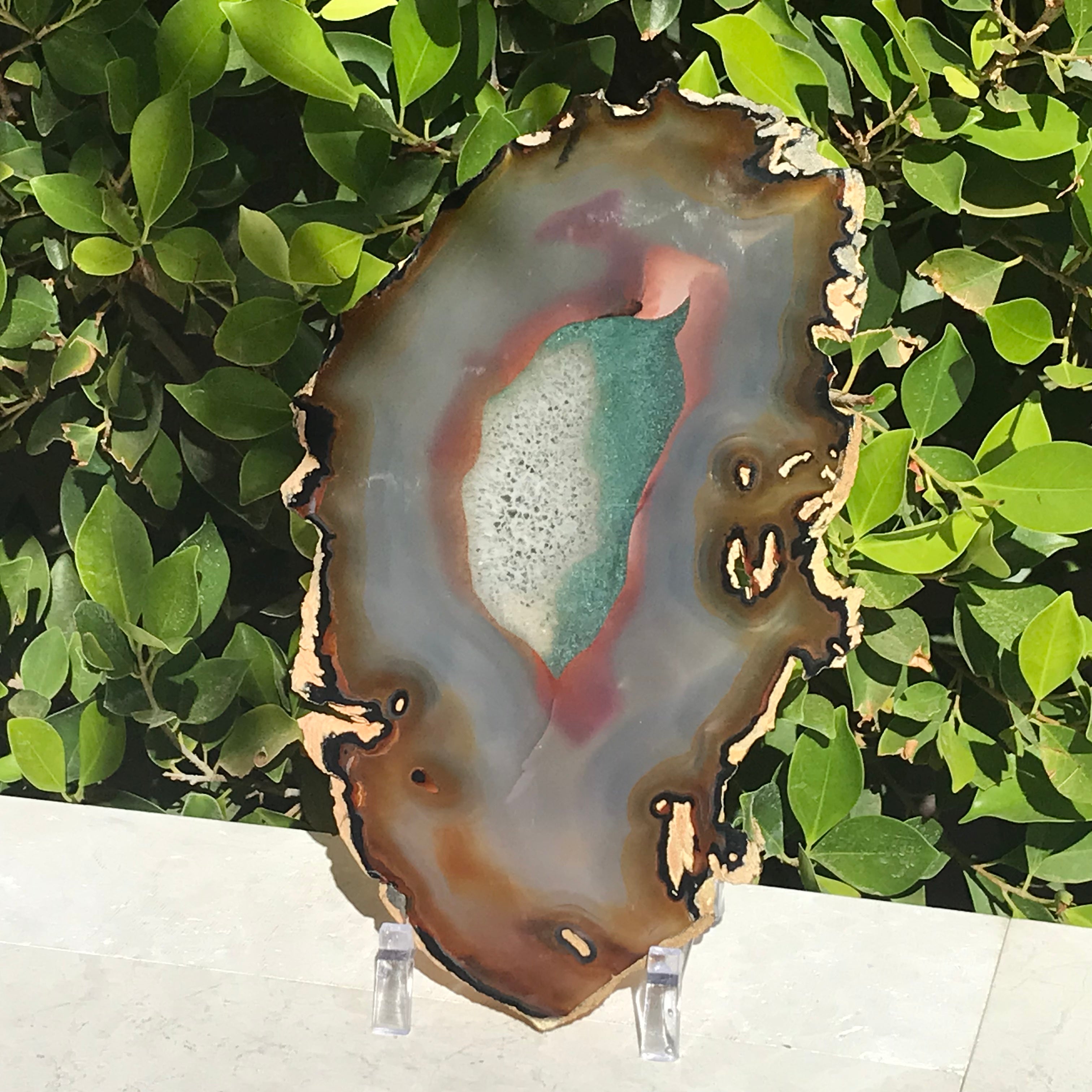 Bold Yellow and Green Banded Agate Slice