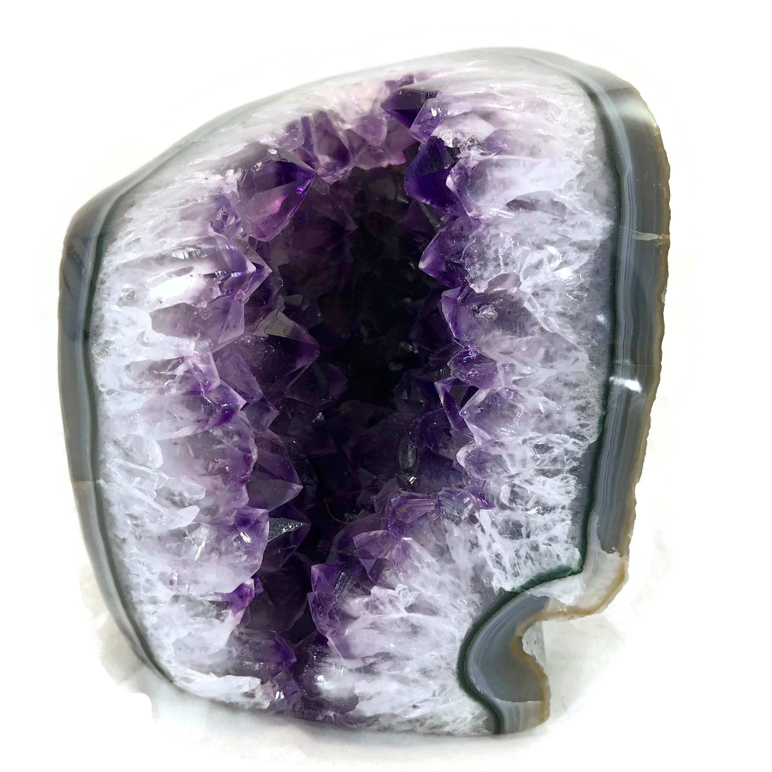 Blue and Green Banded Amethyst Geode