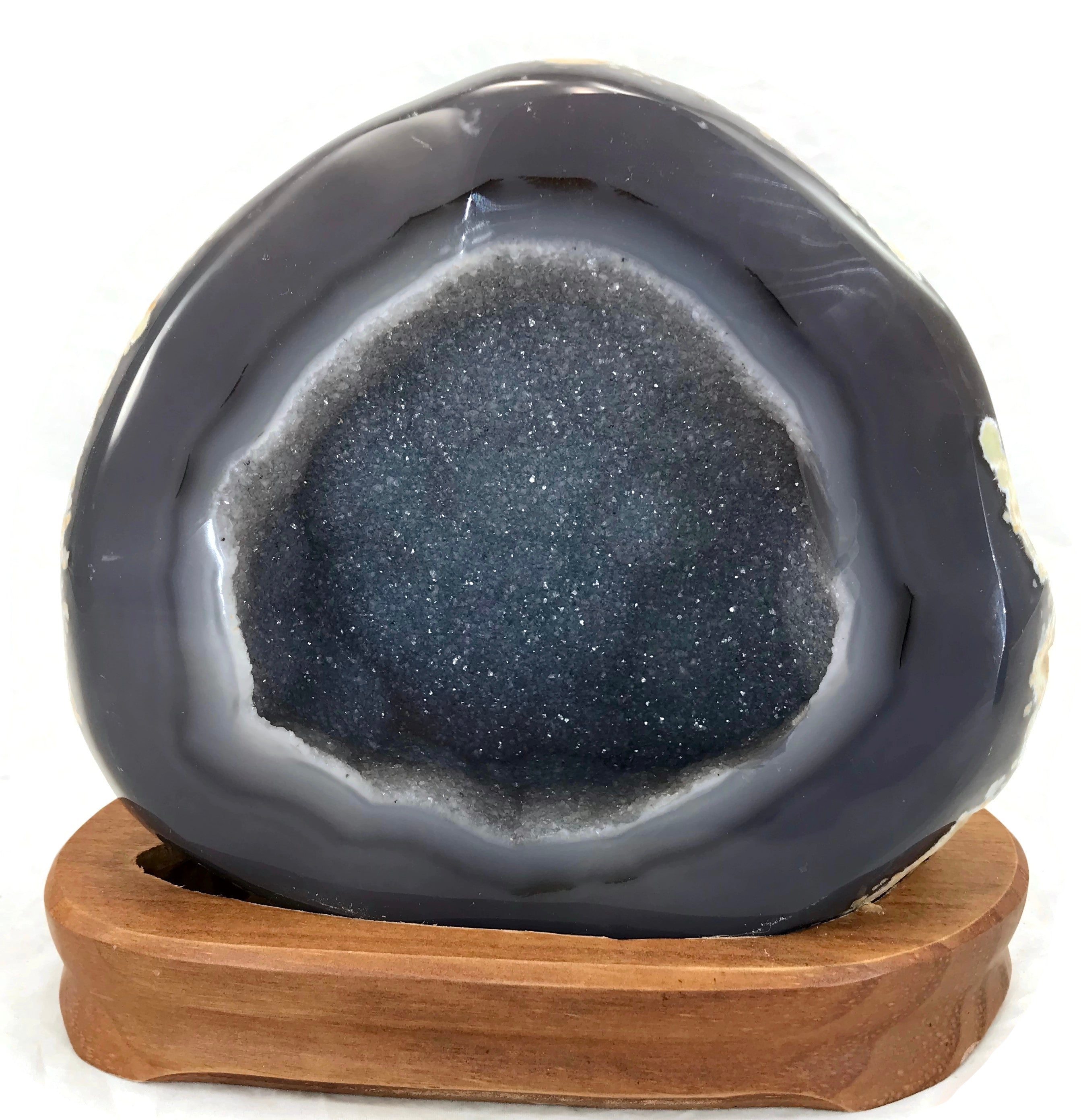 Microcrystalline Quartz over Blue Agate Geode