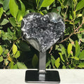 Standing Black Crystal Faced Green Agate Heart