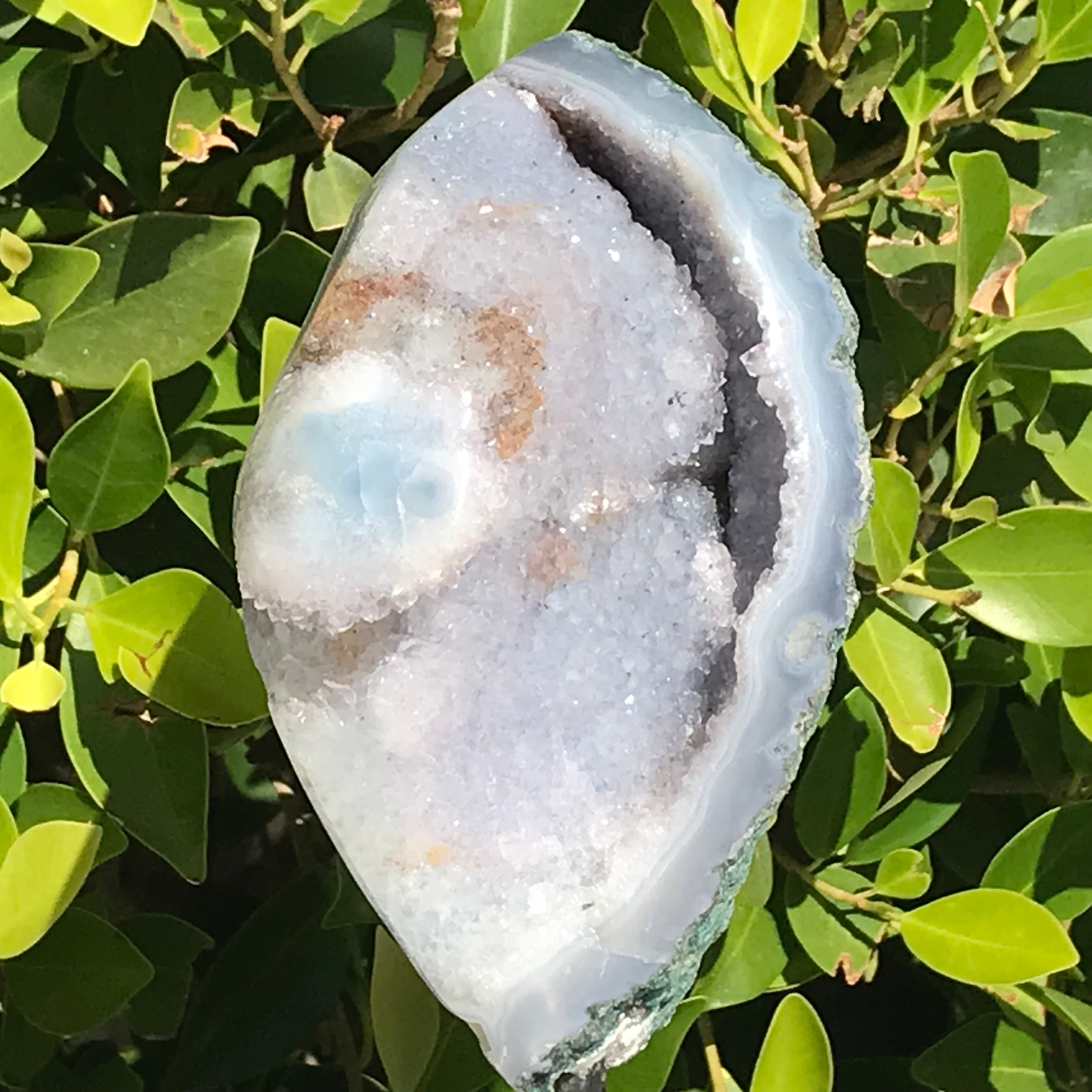 Crystals Over Baby Blue Agate
