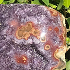 Ornate Red and Orange Agate Embellished Amethyst Plate