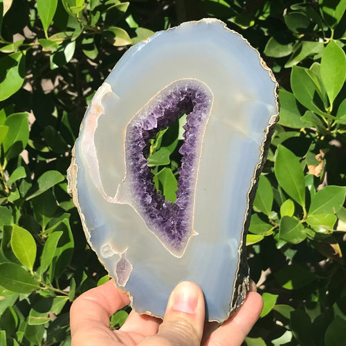 Amethyst Lined Agate Slab