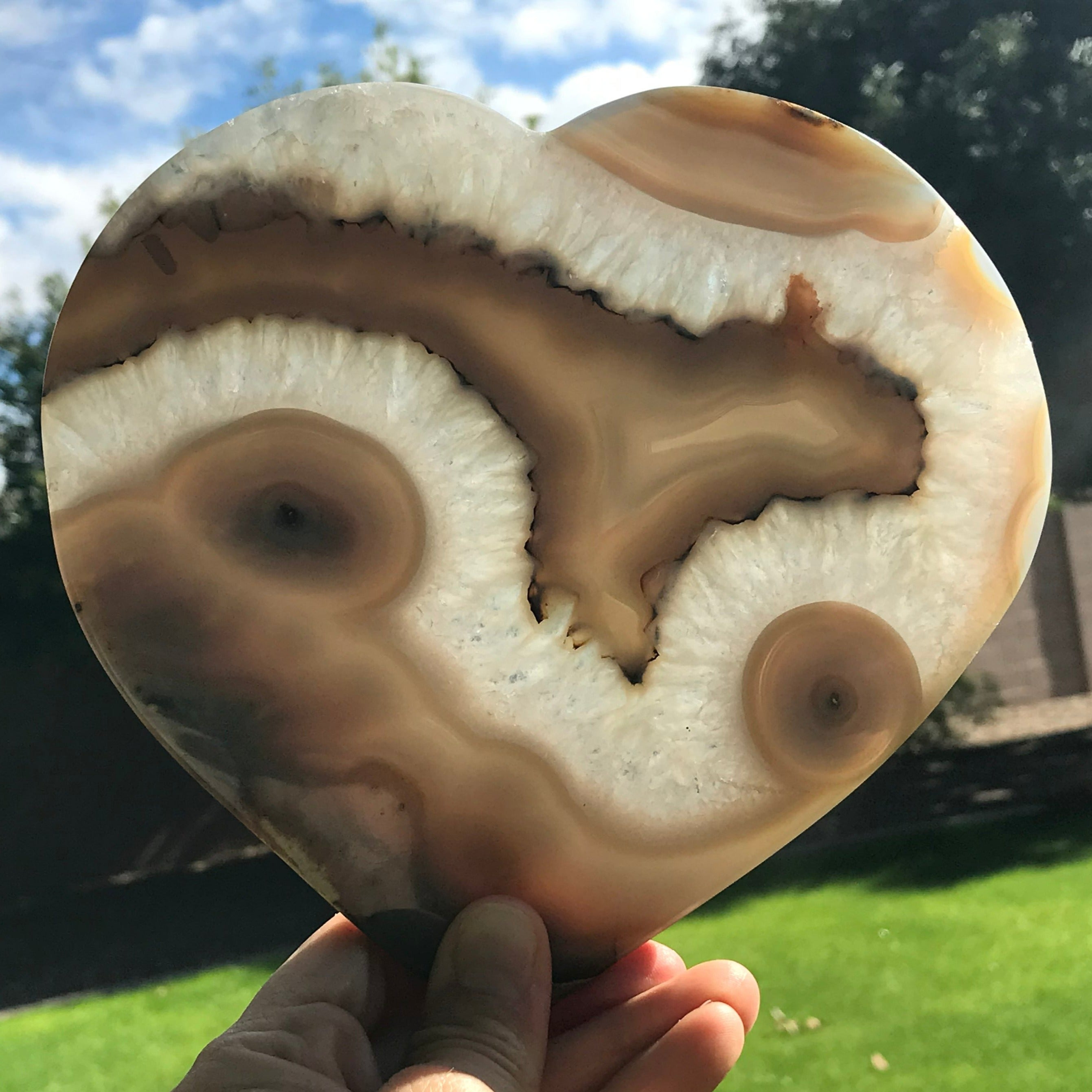 Translucent Abstract Patterned Agate Heart Slab