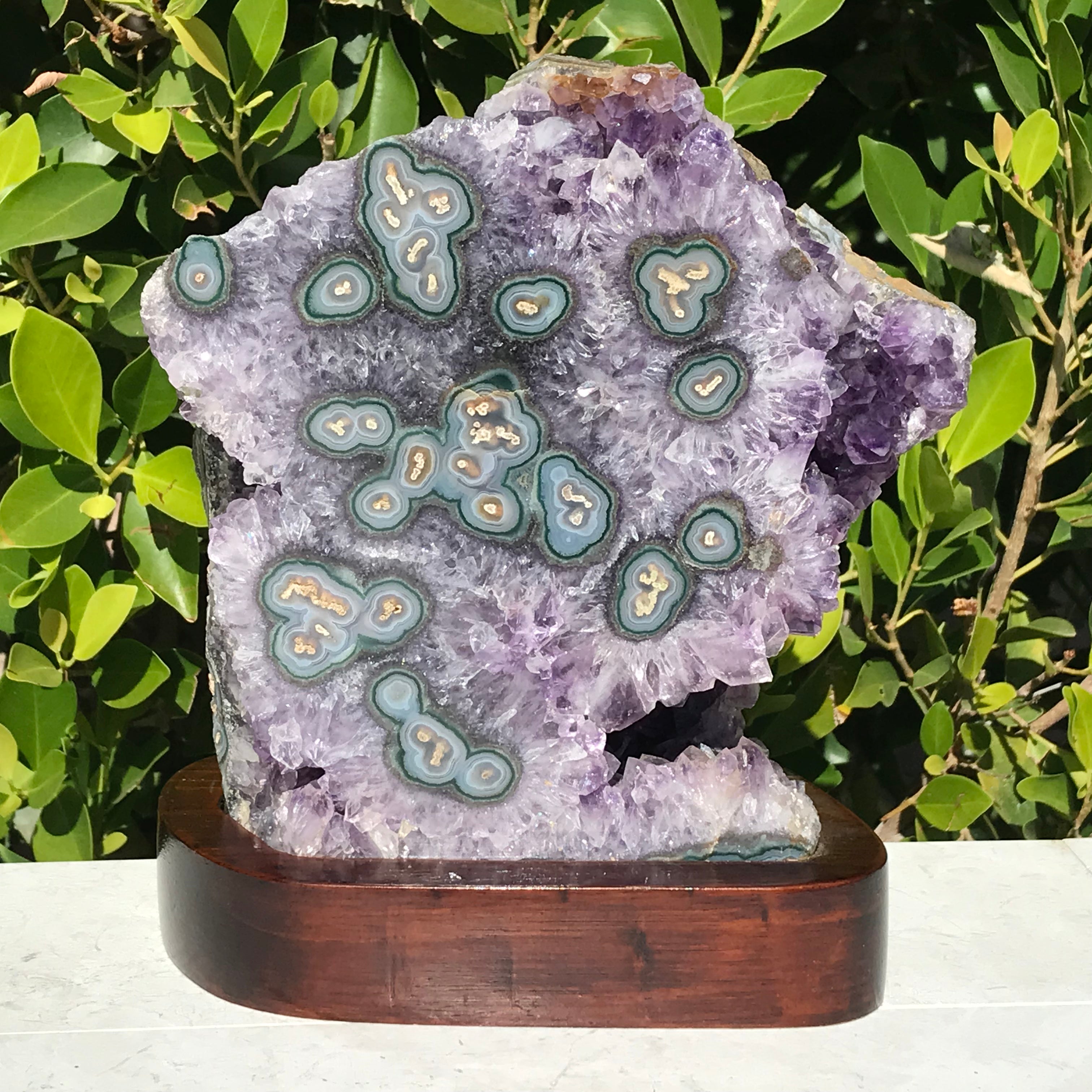 Green Eyed Agate /Amethyst Cluster
