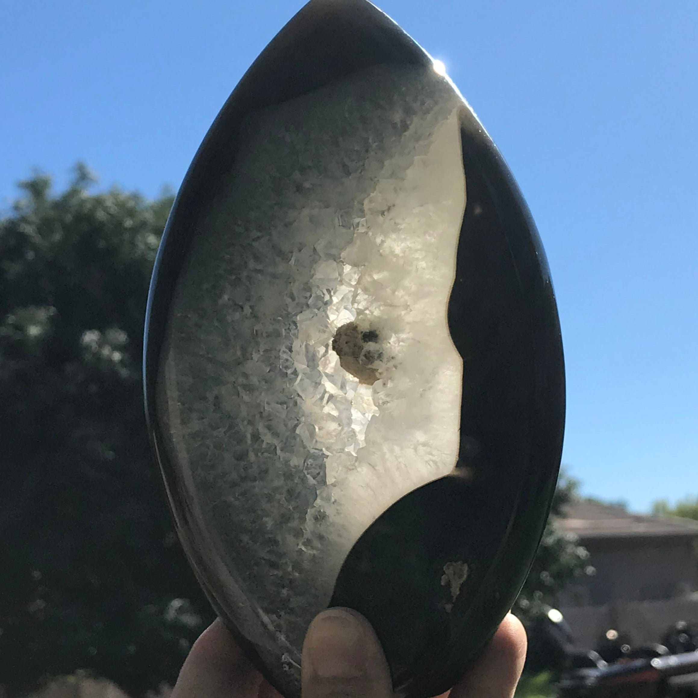 Dark Blue Agate/Quartz Flame