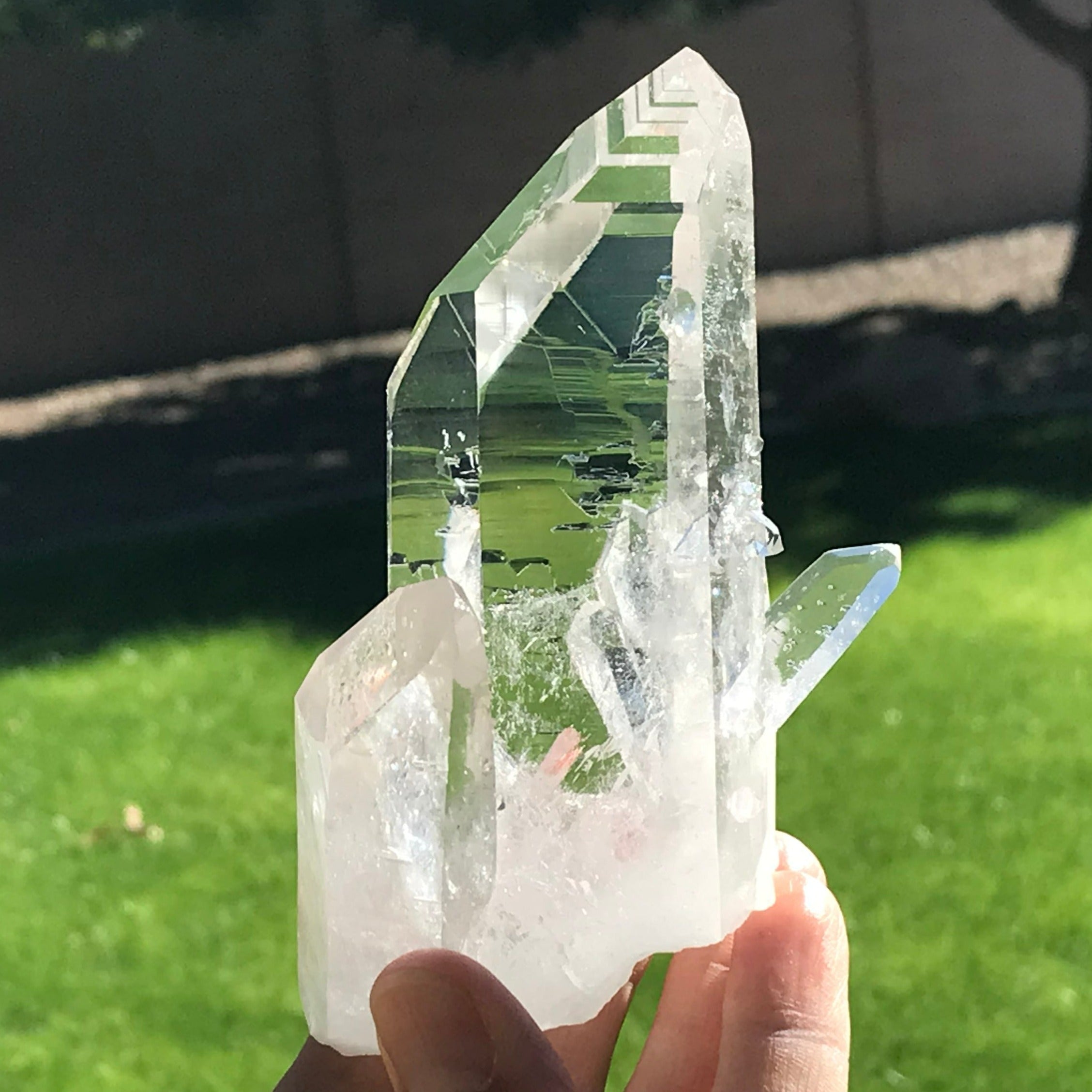 Crystal Growth on Lemurian Crystal Cluster