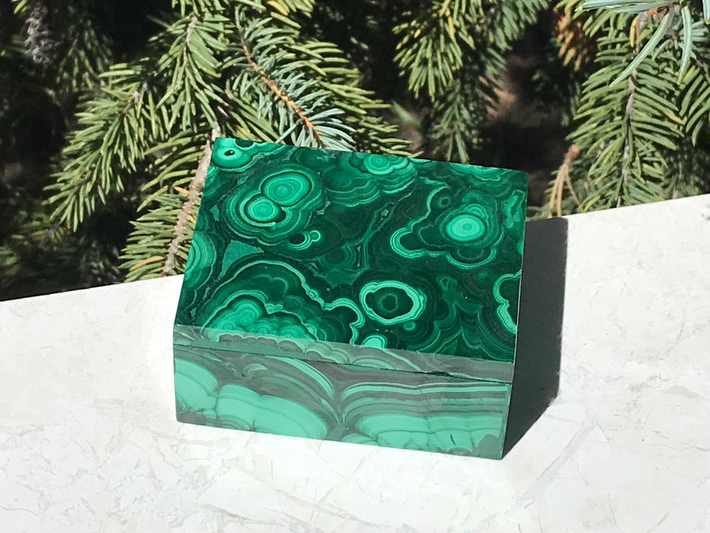 Orbed Malachite Jewelry Box