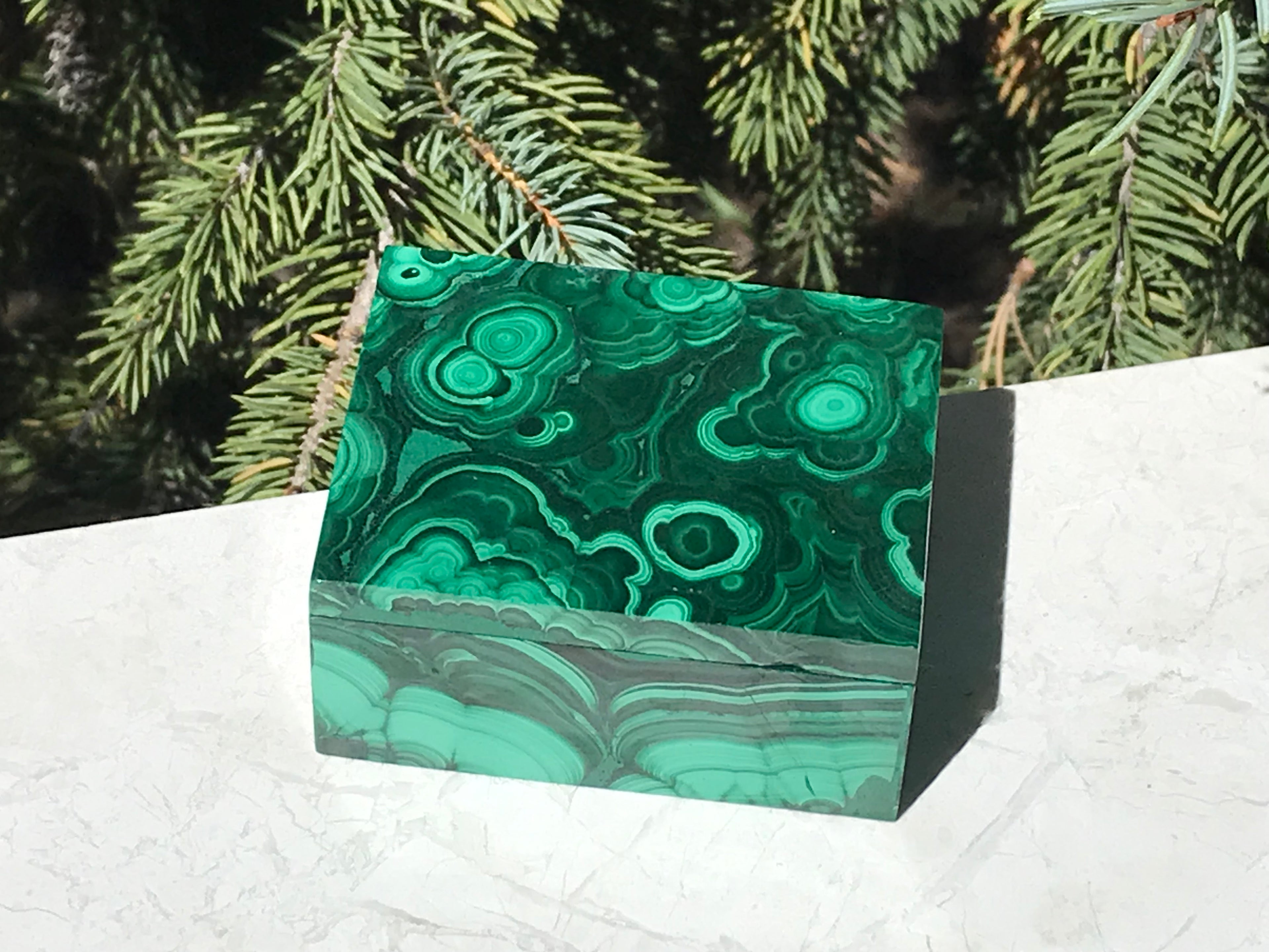 Orbed Malachite Jewelry Box