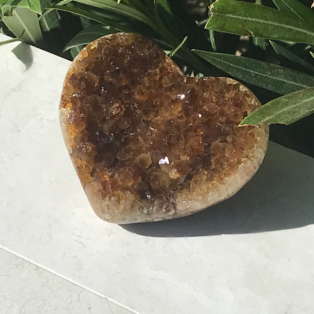 Deep Amber Citrine Heart