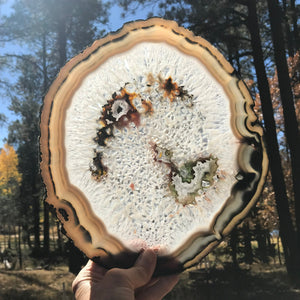 Multicolored Quartz Surrounded Agate Slice