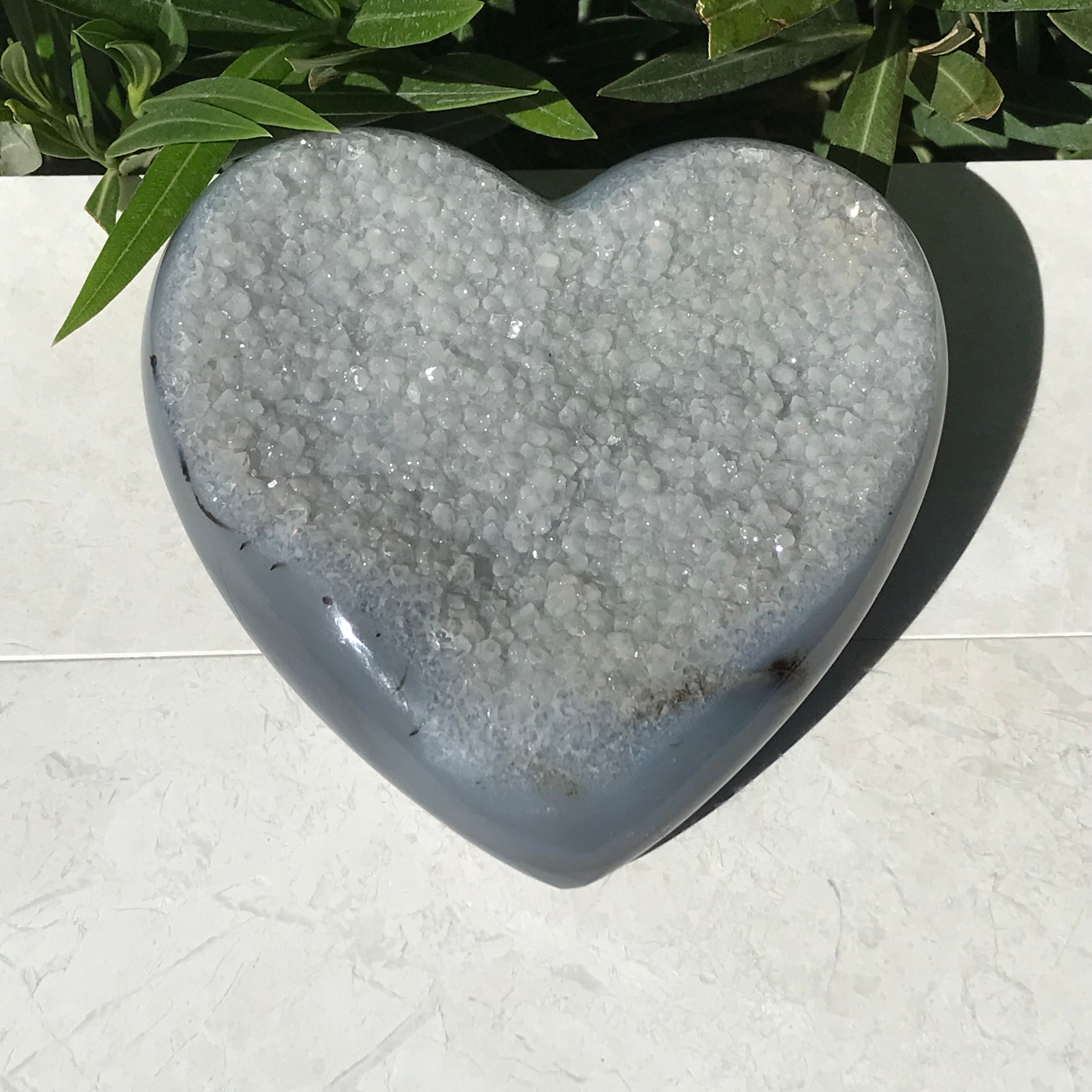 Quartz Crystal and Blue Agate Heart