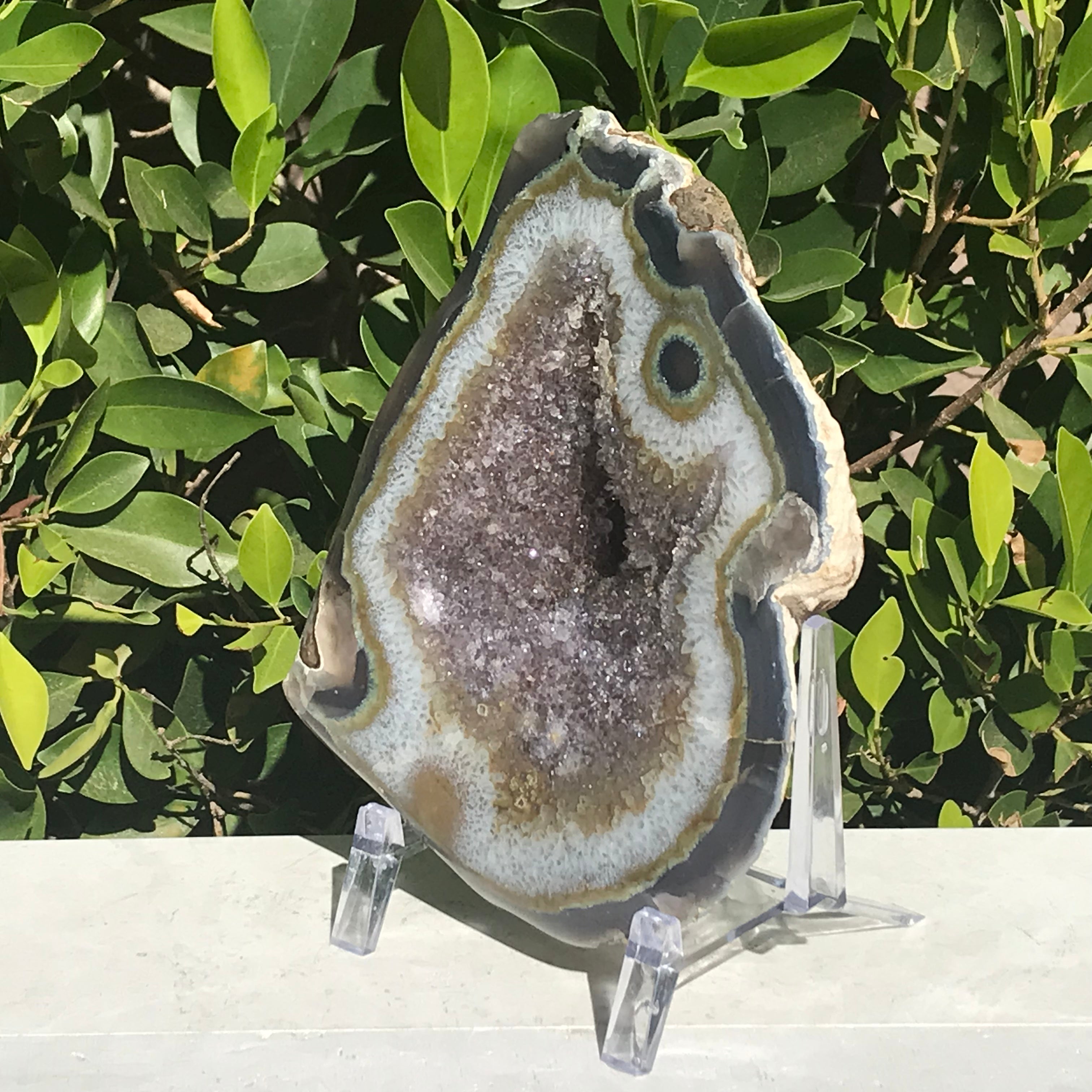 Olive Green Banded Amethyst Geode
