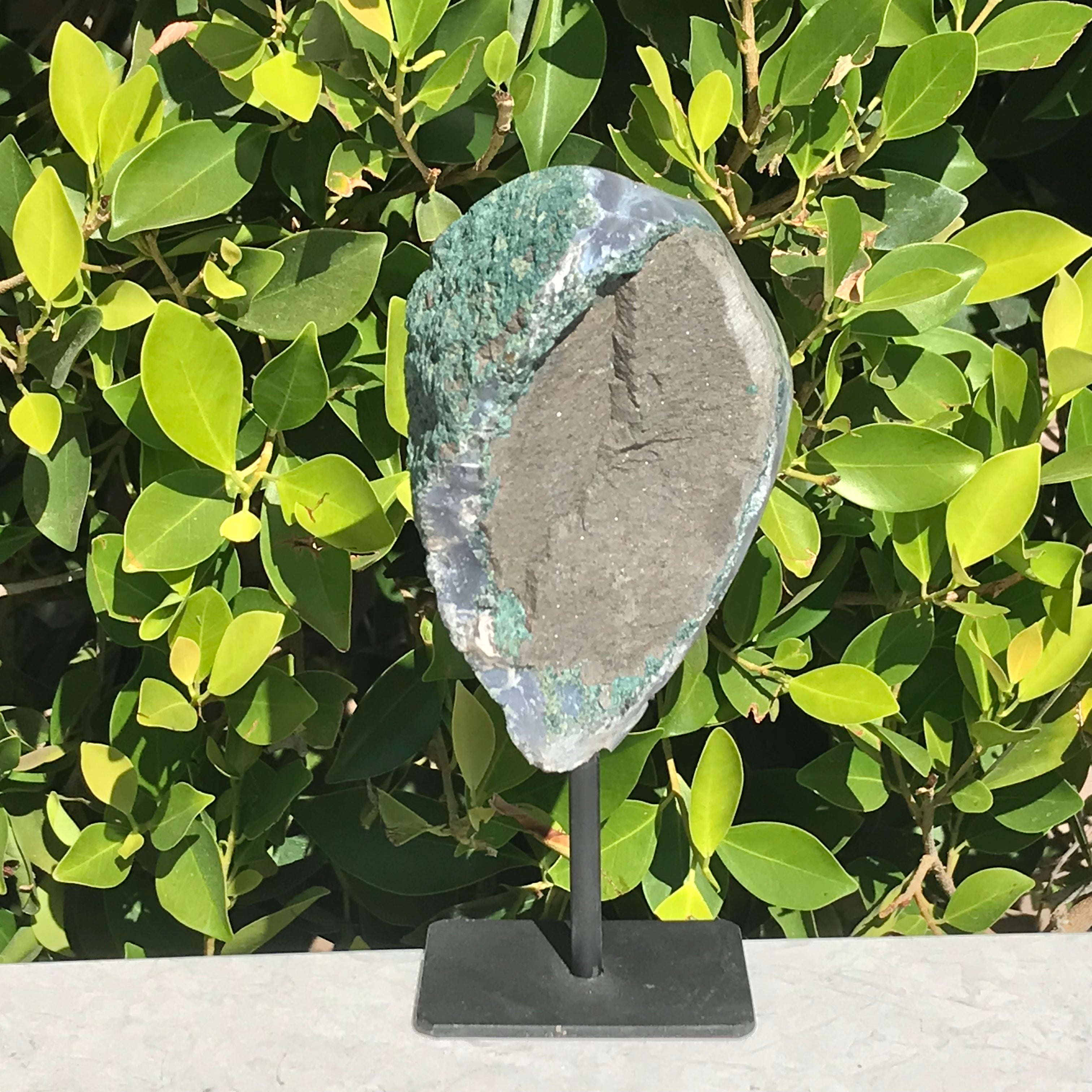 Crystals Over Baby Blue Agate