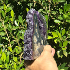 Clear Tipped Amethyst Crystal with Agate Slab
