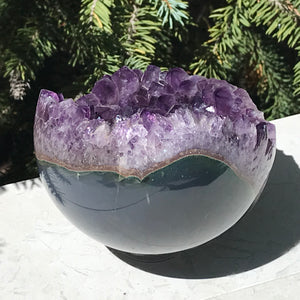 Wide Amethyst Faced Agate Sphere
