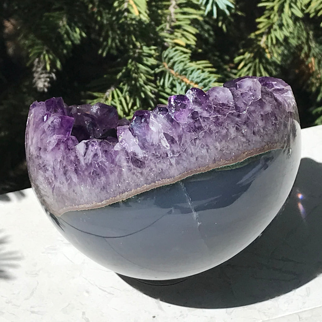 Wide Amethyst Faced Agate Sphere