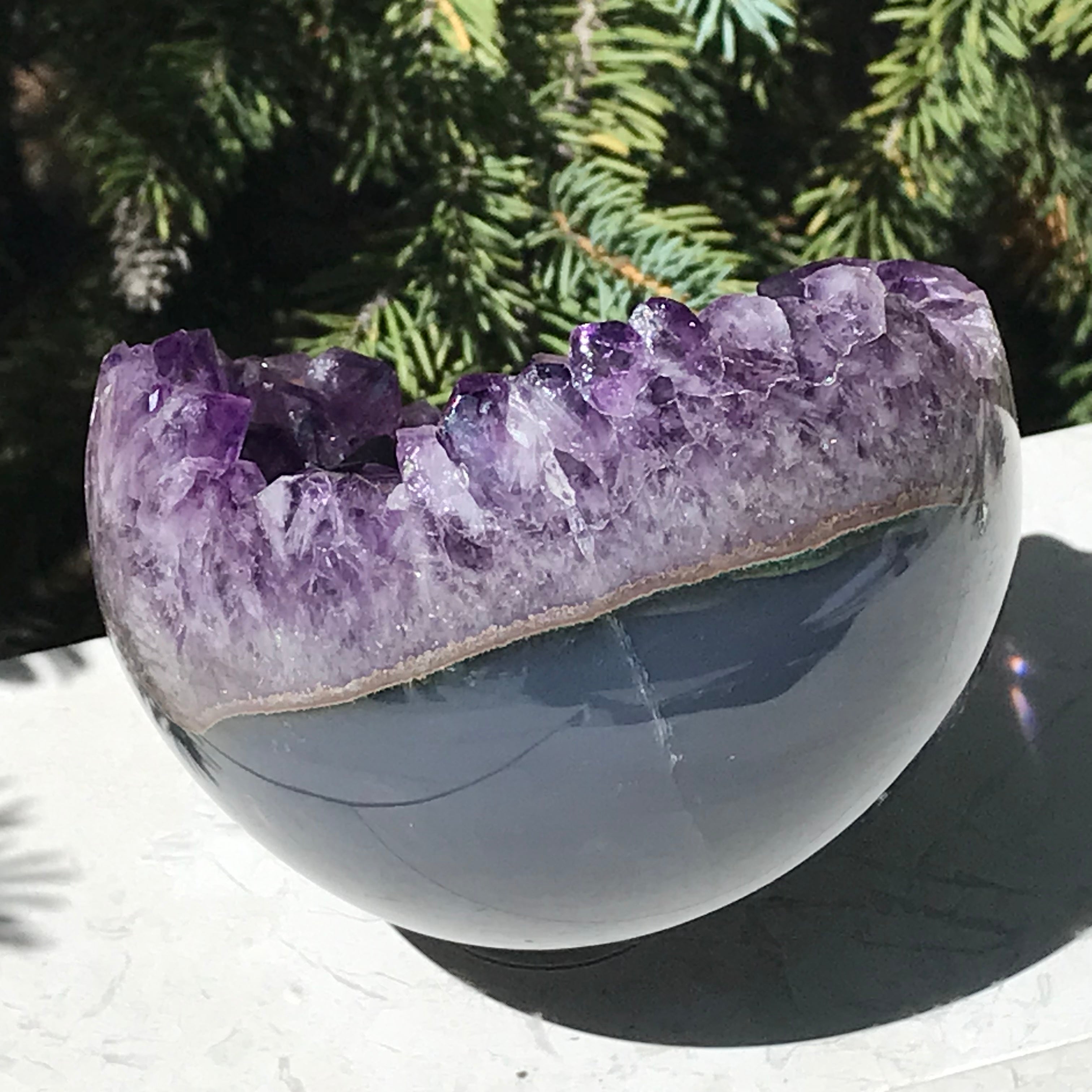 Wide Amethyst Faced Agate Sphere