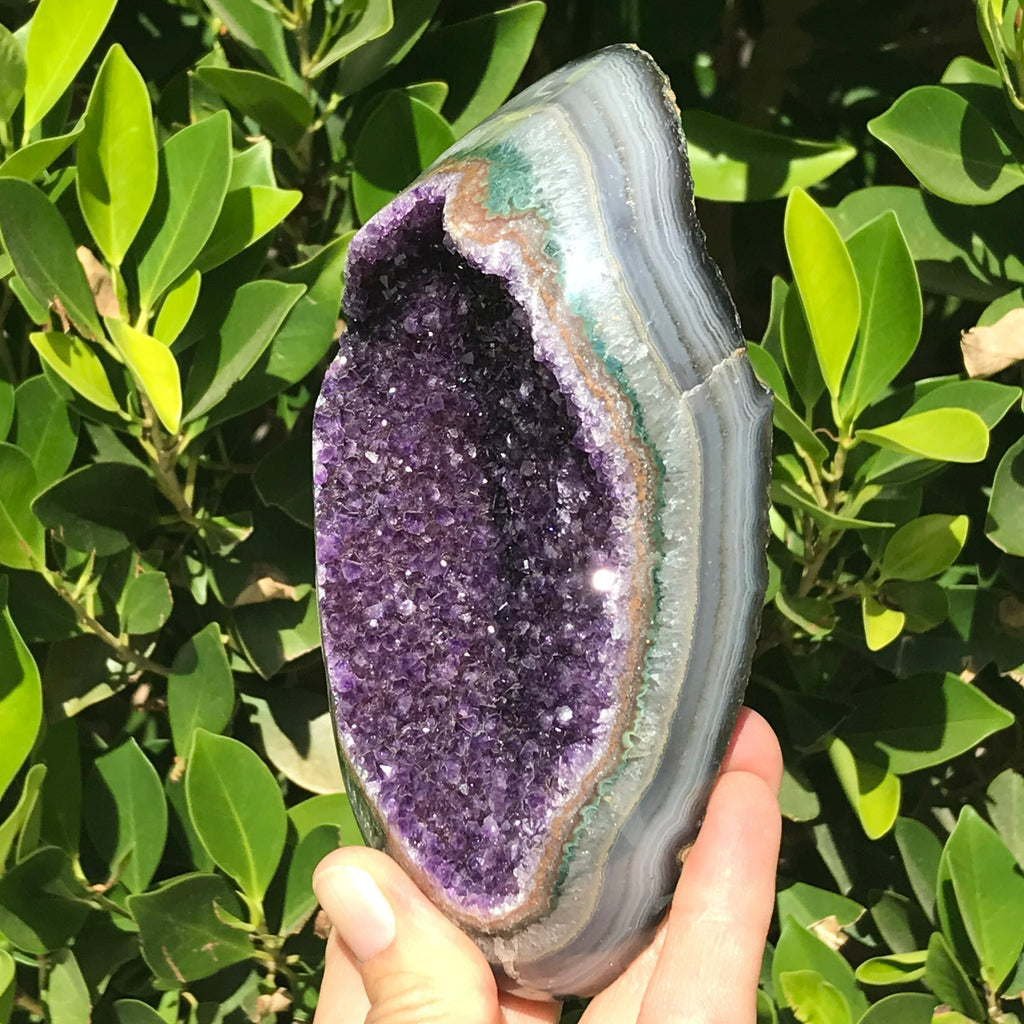Wide Band of Colorful Agate/Amethyst Freeform