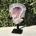 Floral Accented Lavender Amethyst Crystal Geode