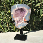 Floral Accented Lavender Amethyst Crystal Geode