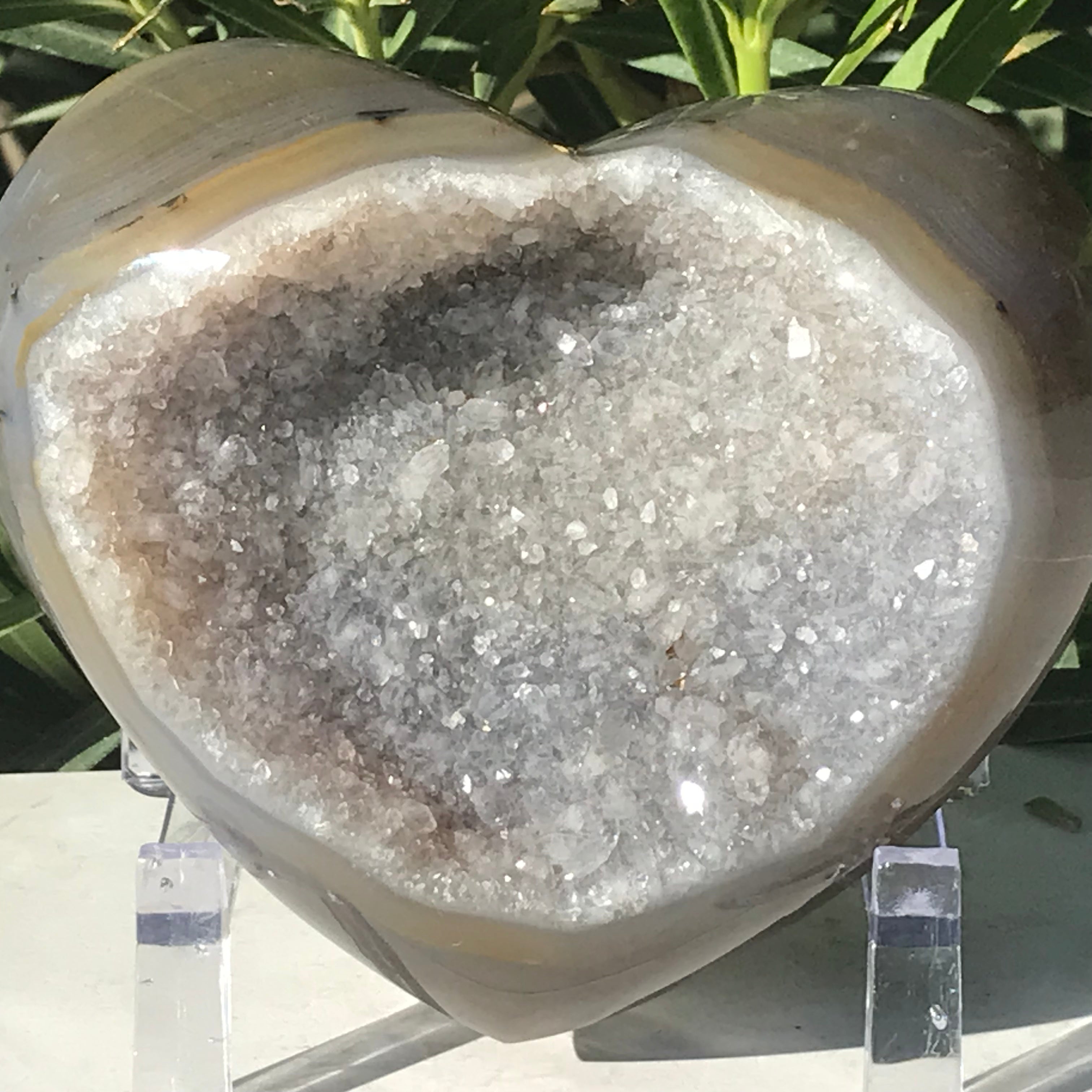 Quartz Crystal Filled Agate Geode Heart