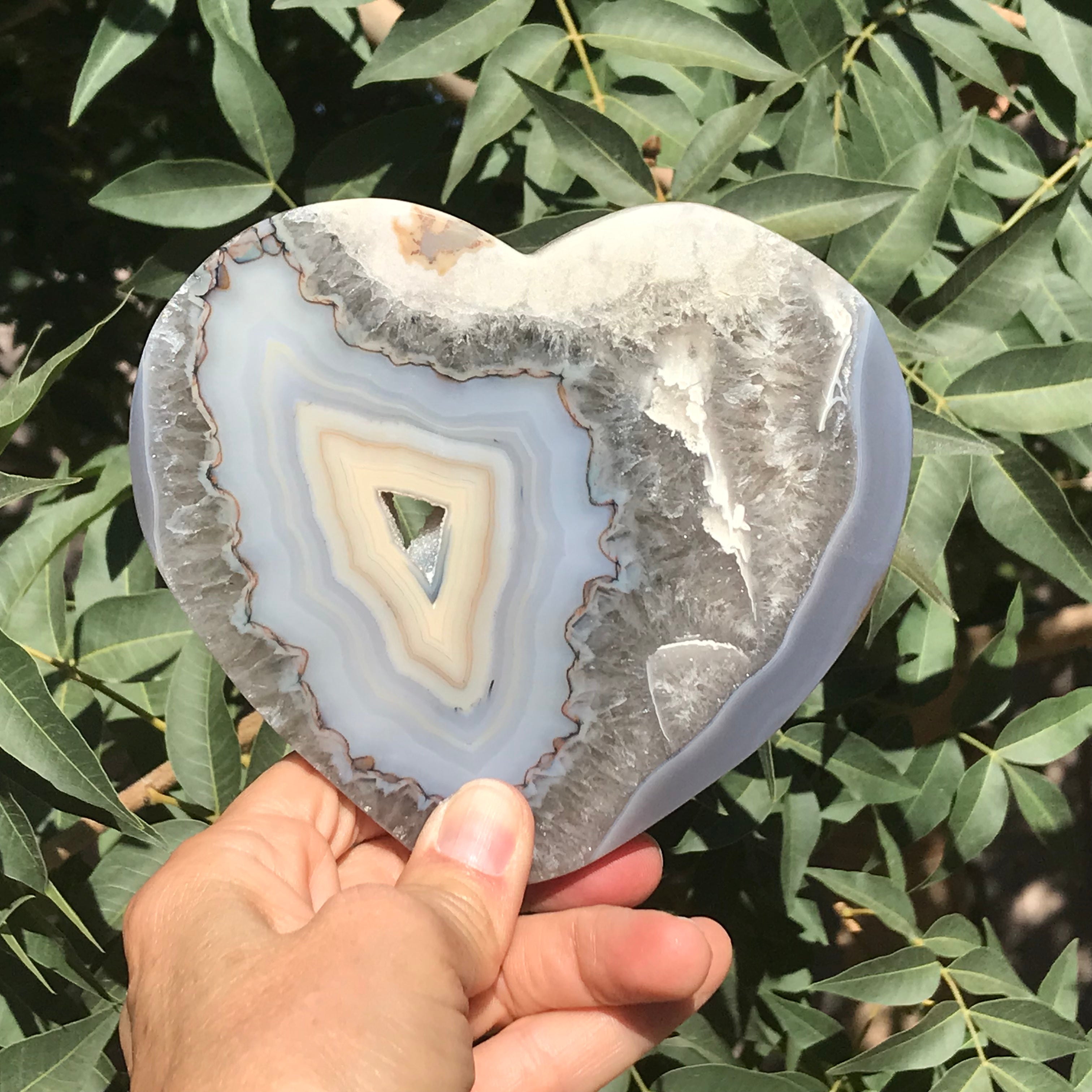 Blue Banded Agate Heart Slab
