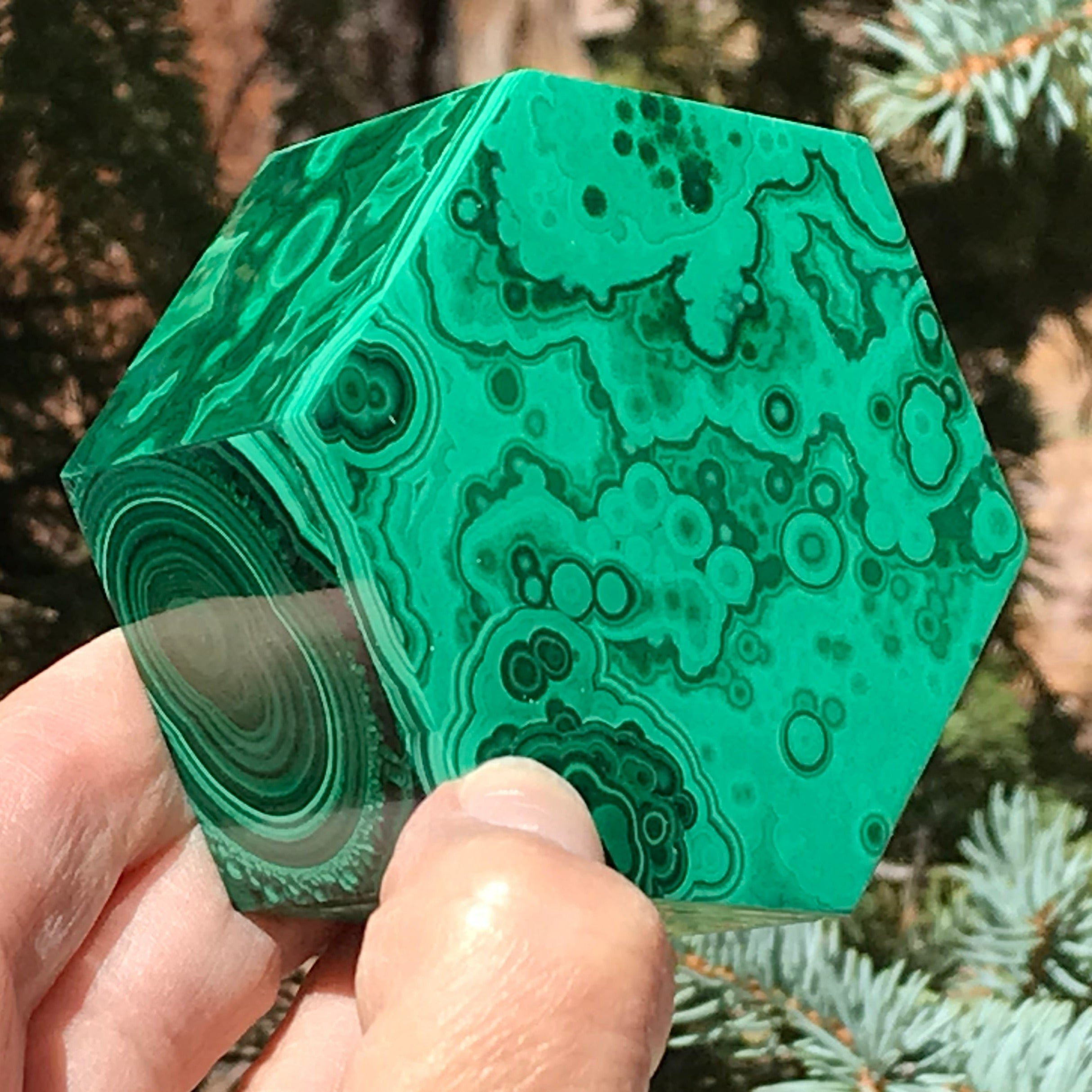 Hexagon Malachite Box