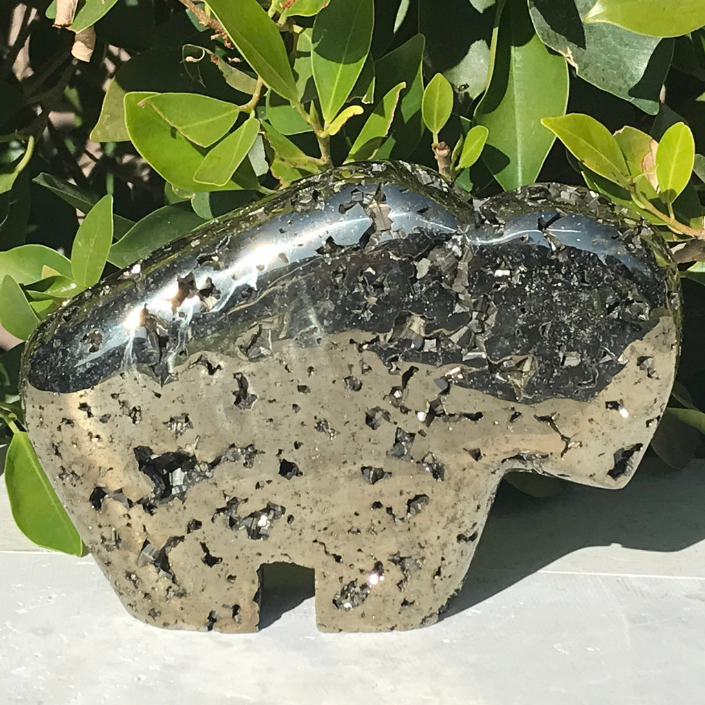 Impressive Pyrite Buffalo Sculpture