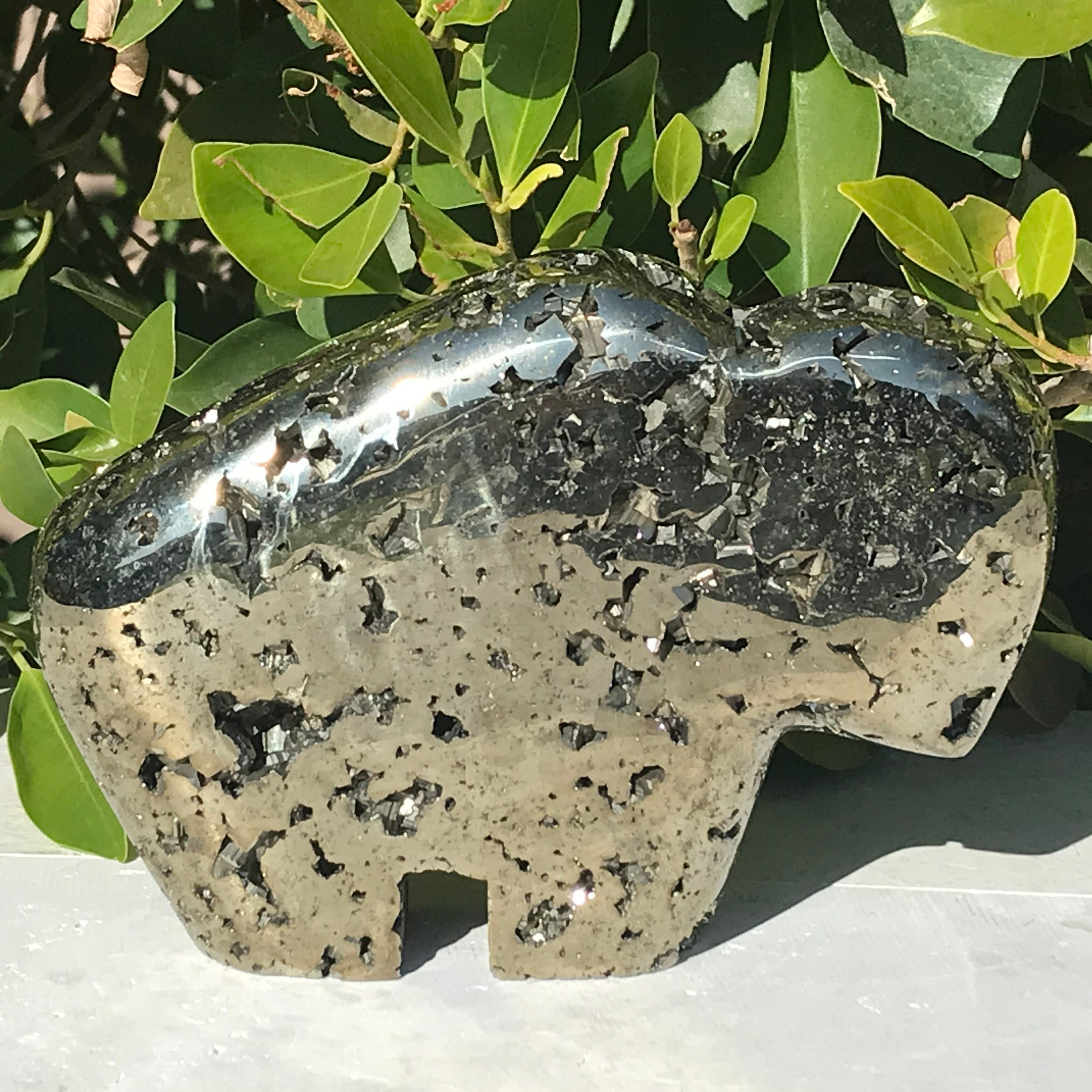 Impressive Pyrite Buffalo Sculpture