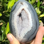 Black and Blue Banded Agate Egg.