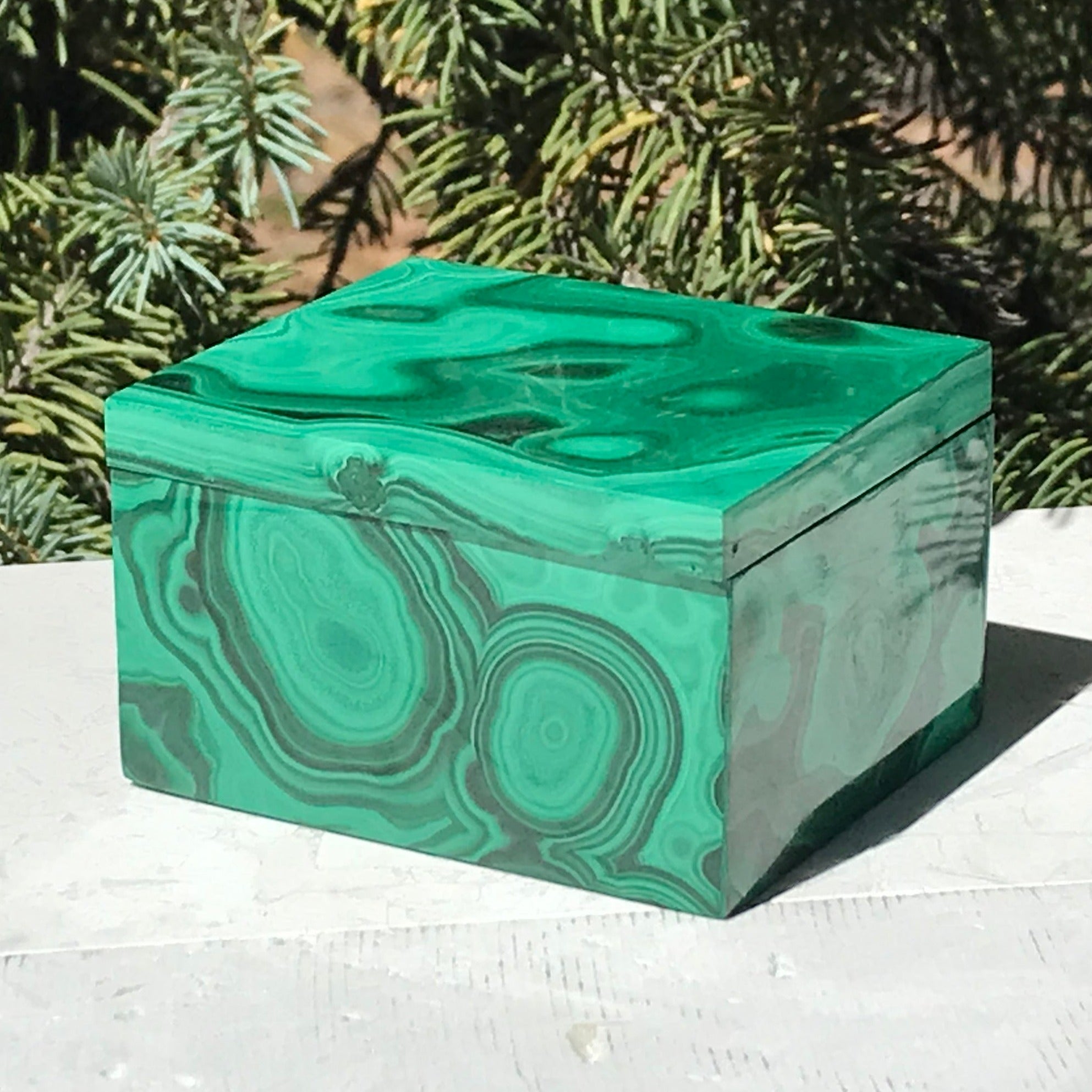 Green Swirled Malachite Jewelry Box