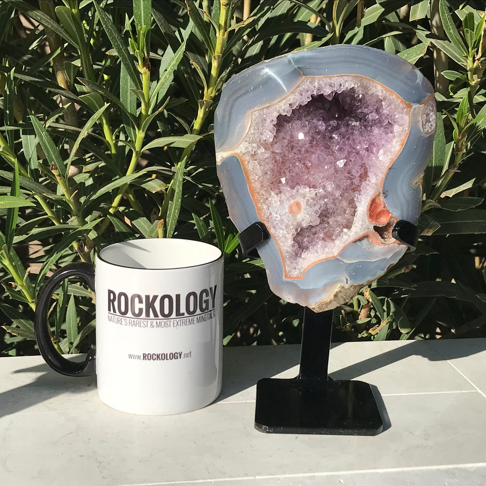 Floral Accented Lavender Amethyst Crystal Geode