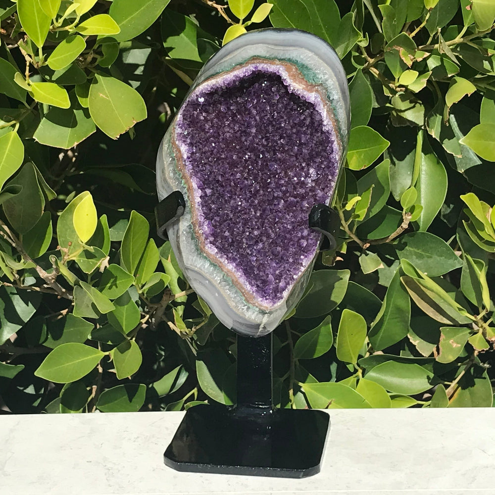 Wide Band of Colorful Agate/Amethyst Freeform