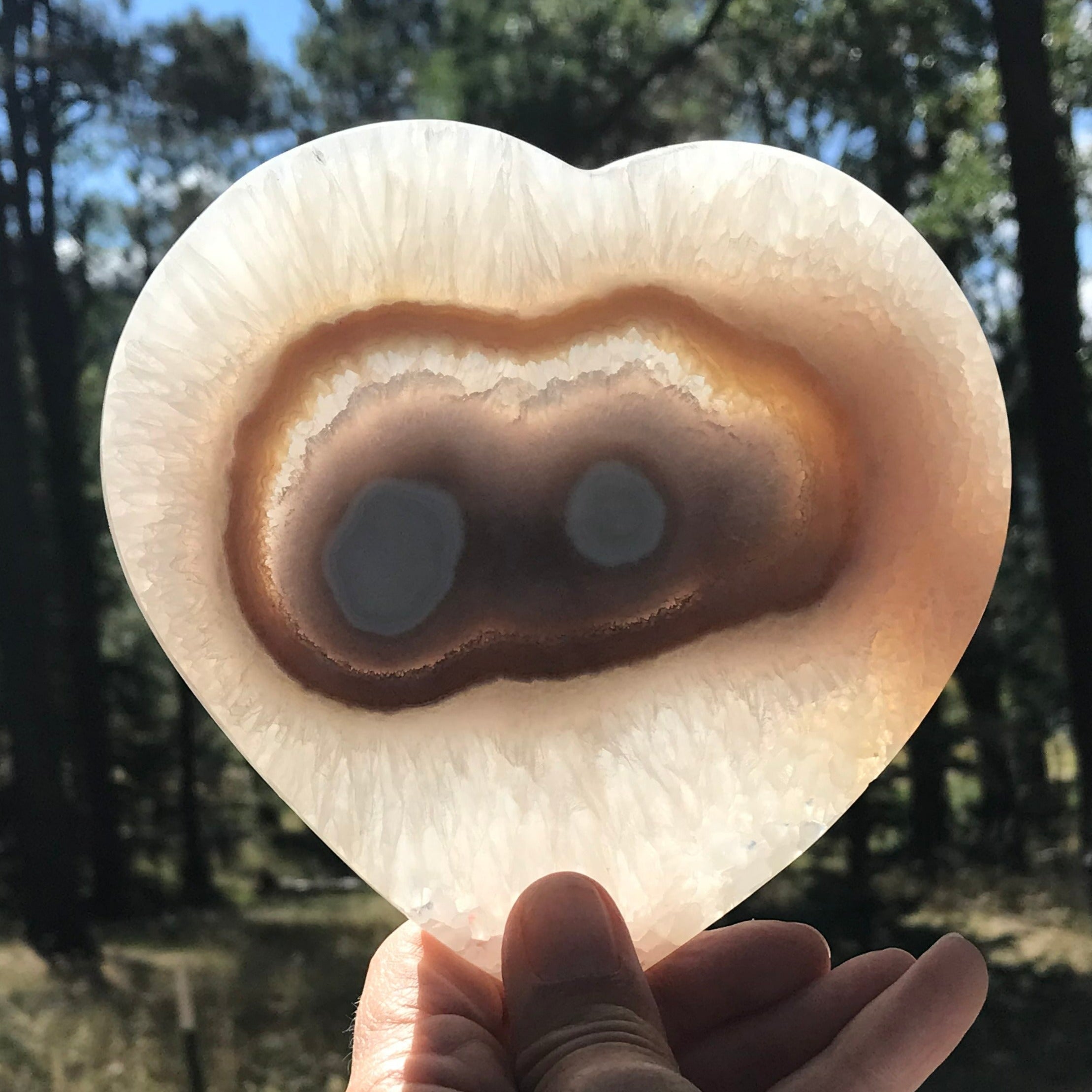 Green Eyed Translucent Agate Heart